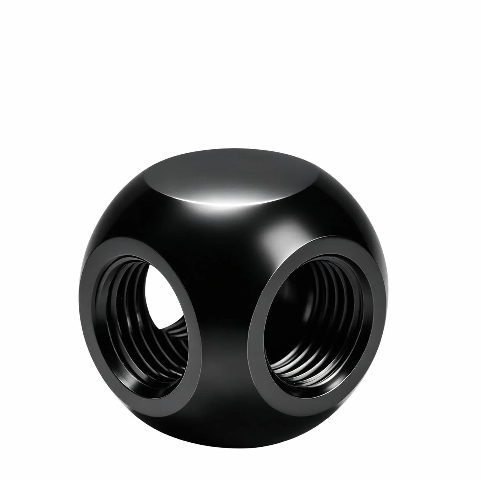 Raccordo di raffreddamento ad acqua Connettore Adattatore sferico a 3 vie in ottone di alta qualità G1/4 filettato per di raffreddamento ad acqua PC Nero Argento