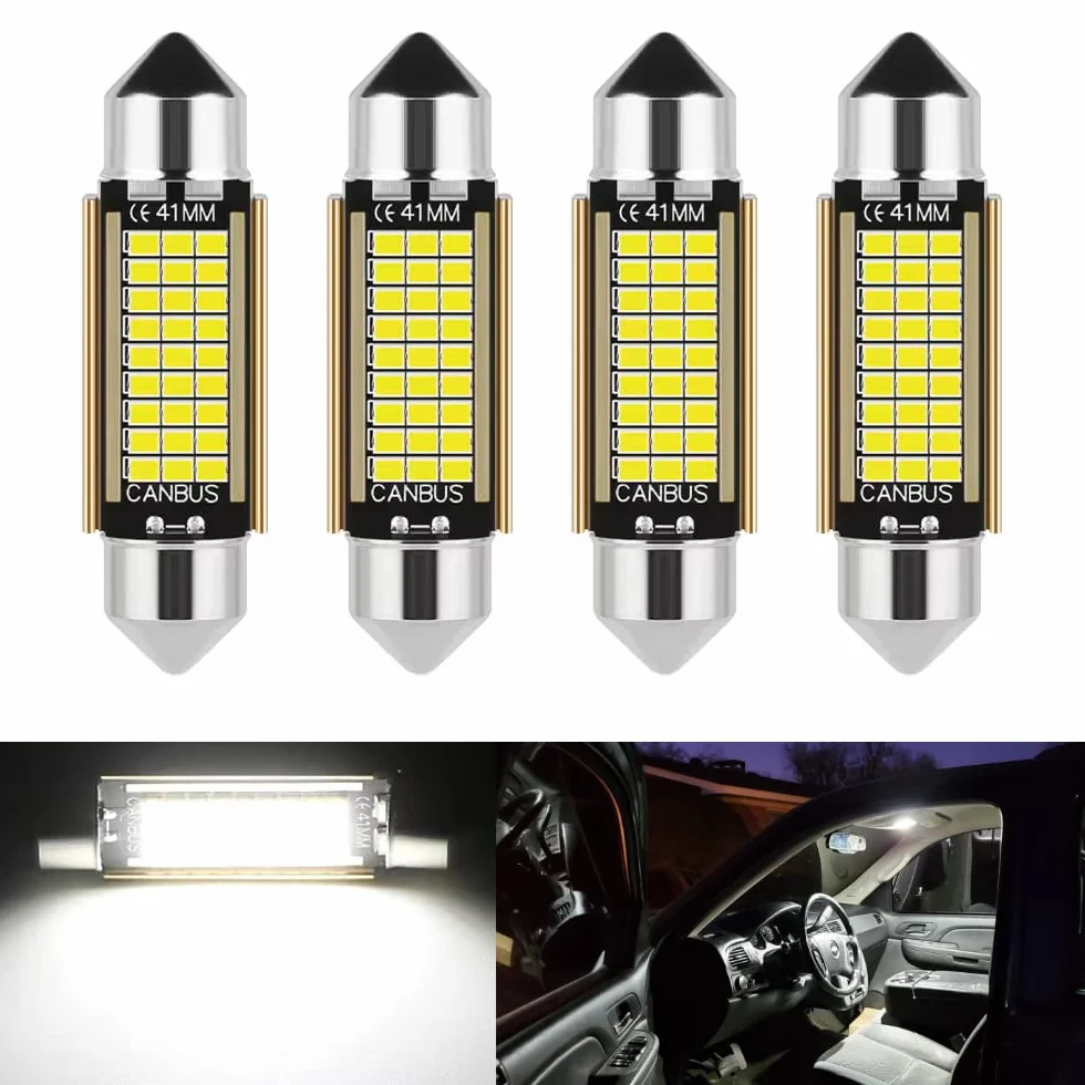 4 pezzi Lampadine C5W LED Festone 41mm 42mm Canbus 12V 6000K Bianco Super Luminoso per Luci Interne Auto e Luci Targa Senza Errori Canbus Senza Polarità