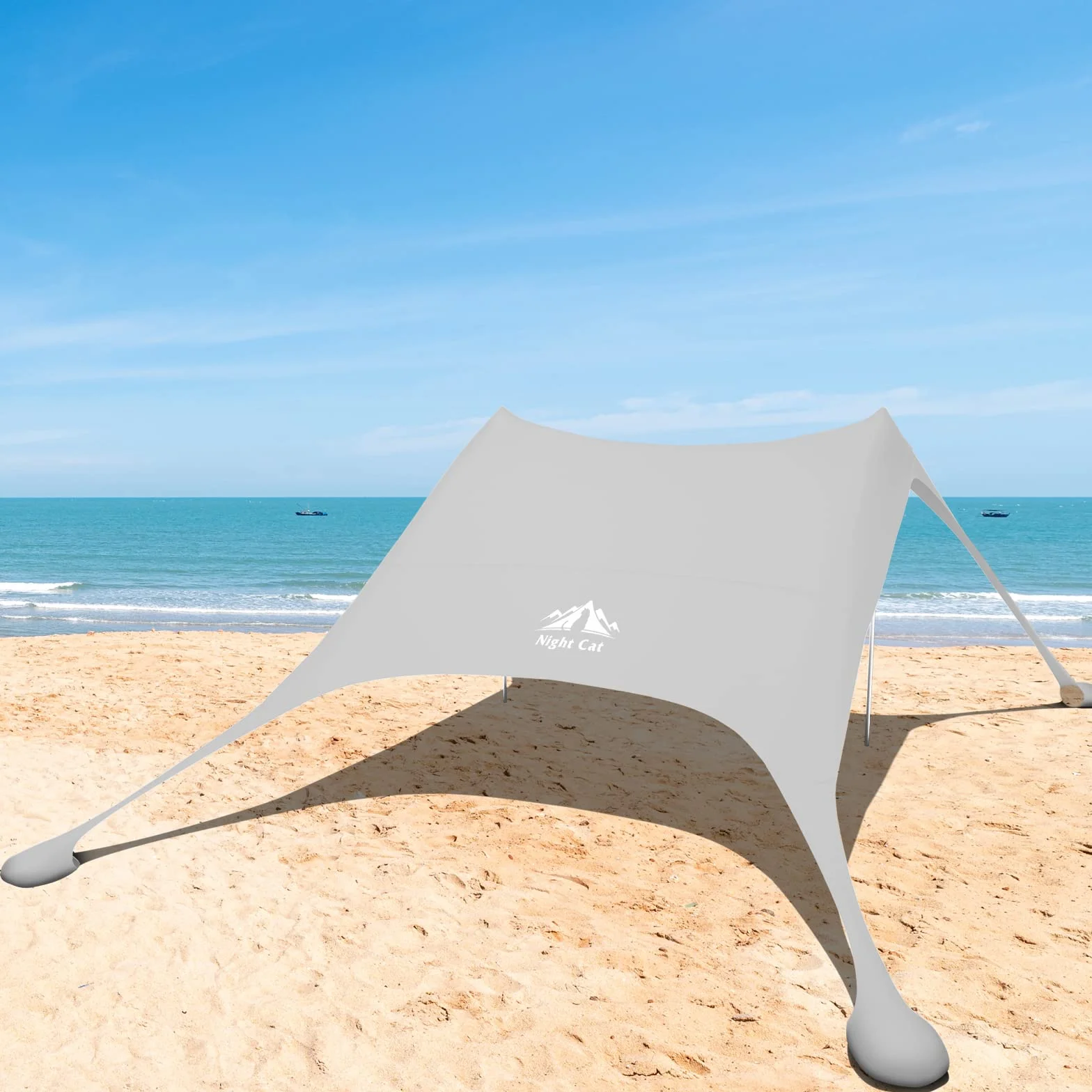 Night Cat Tenda da Spiaggia Baldacchino Parasole UPF 50+ Protezione UV con pali alluminio ancoraggio sabbia per cortile parco spiaggia