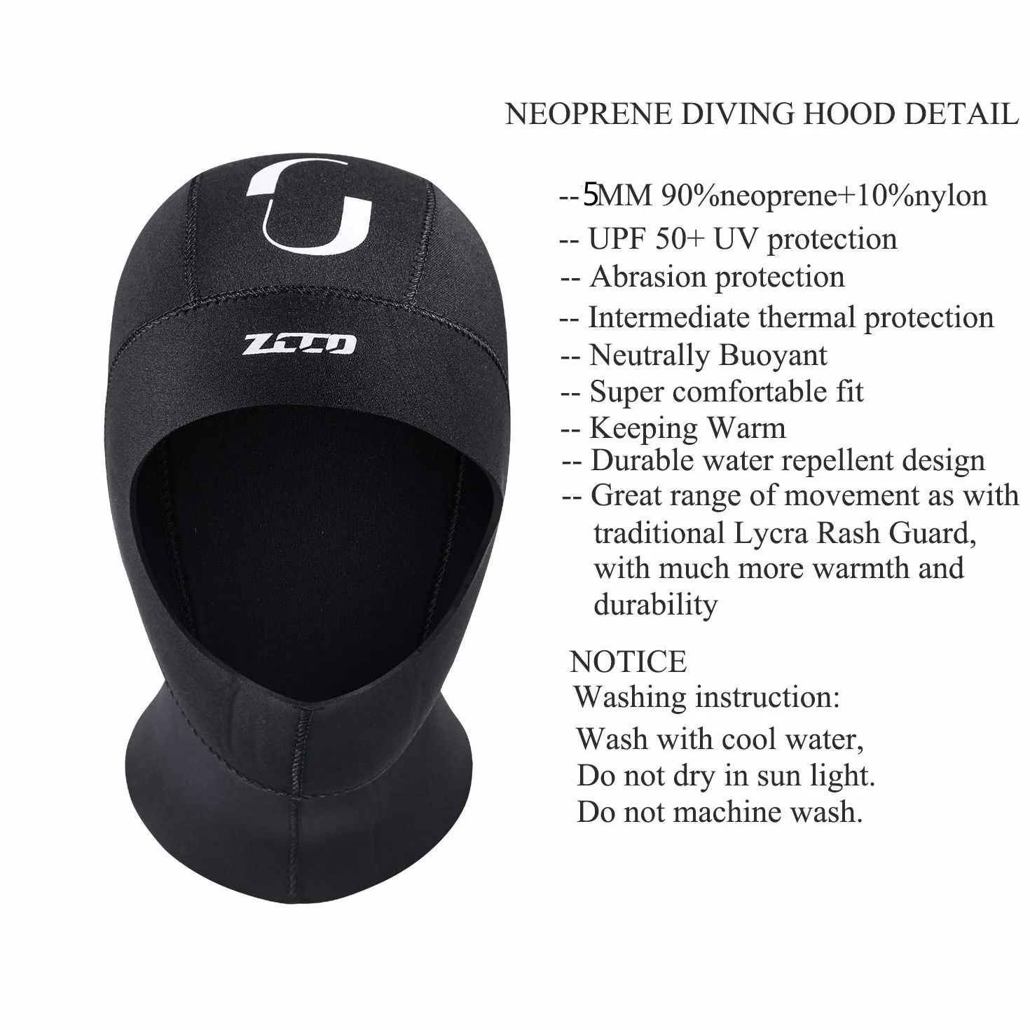 ZCCO Neoprene Diving Hood Underwater Scuba Snorkeling Surf