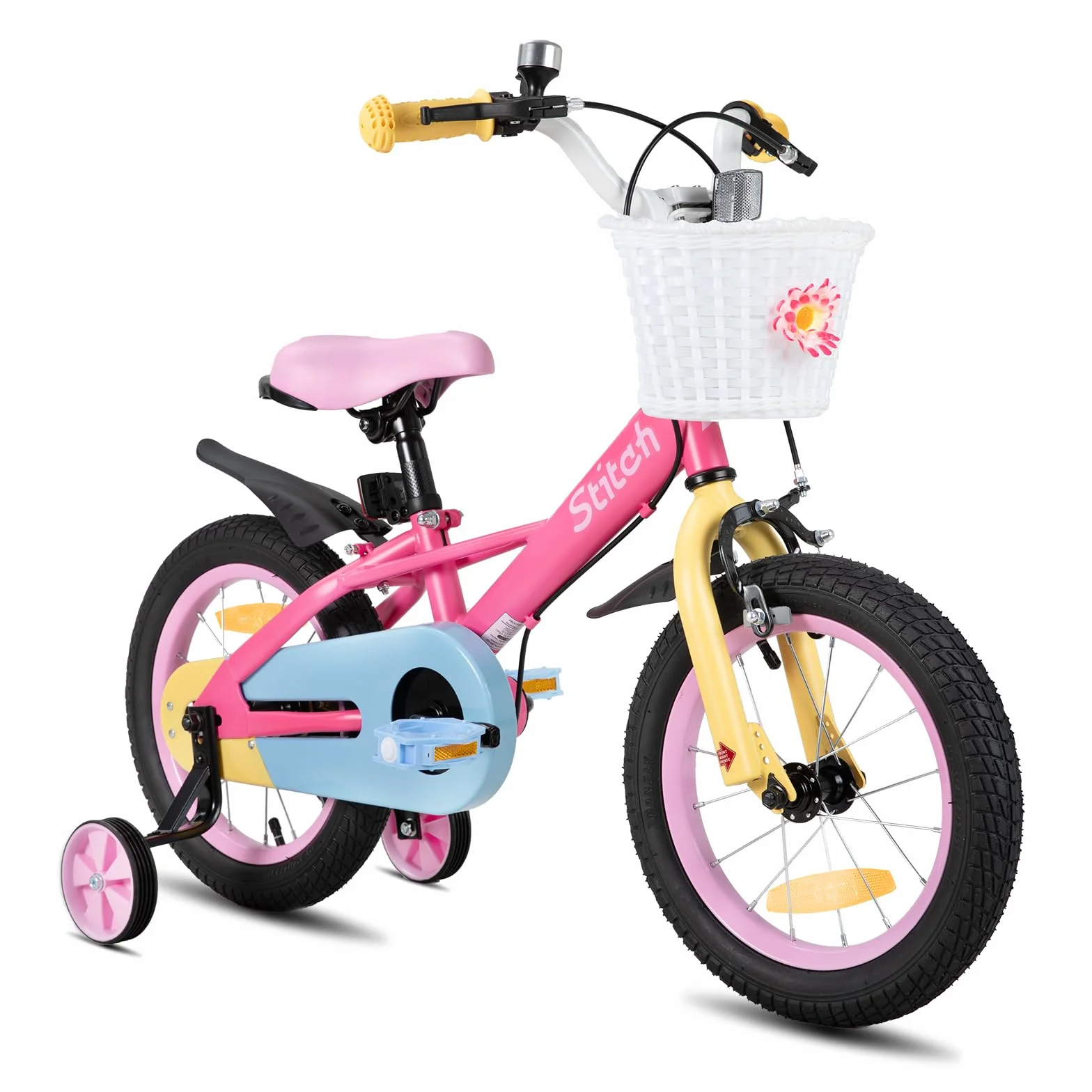 STITCH Macaron Bicicletta da Bambino 12-18 Pollici con Stabilizzatore e Cestino