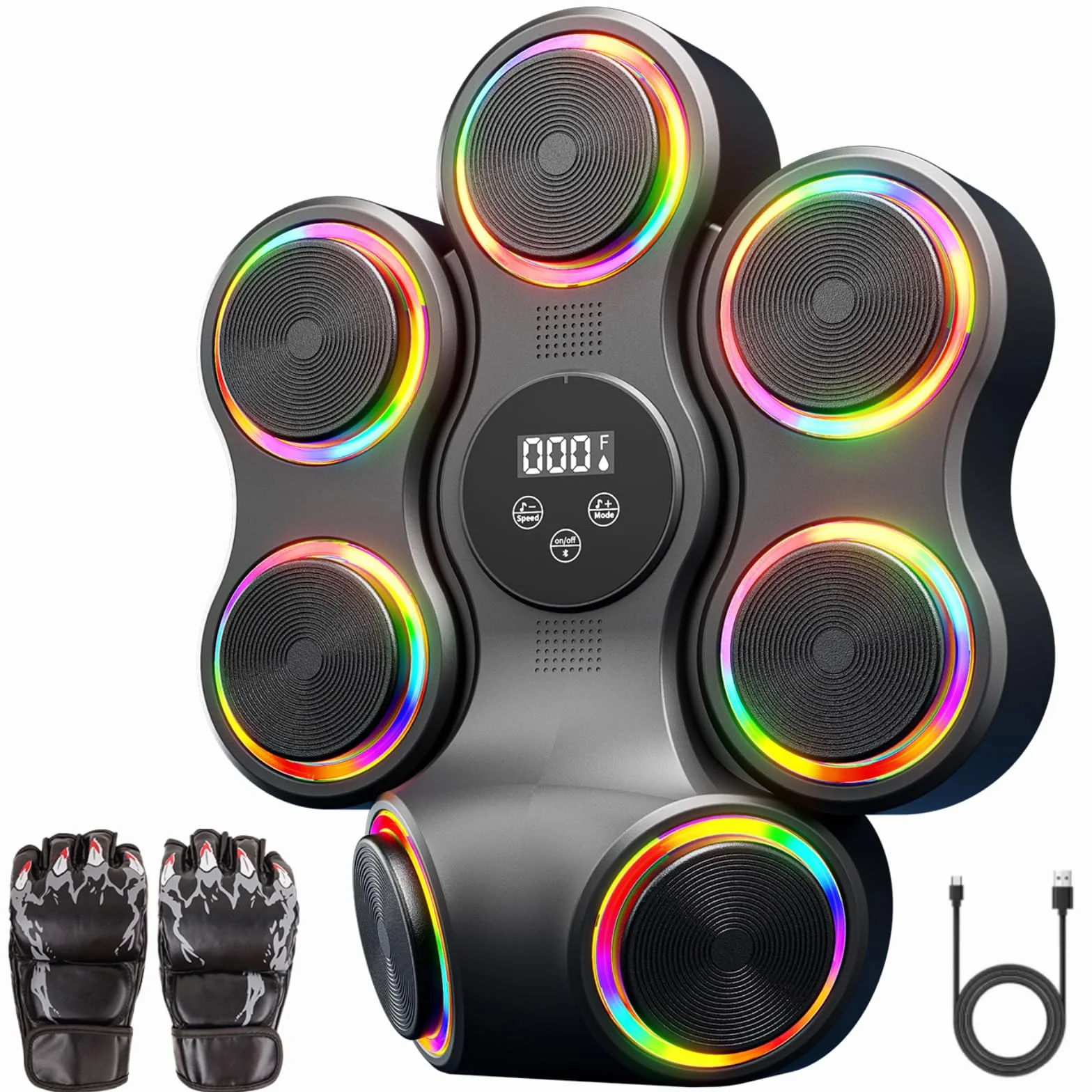 Macchina da boxe musicale, attrezzatura da palestra con guantoni da boxe, Smart Bluetooth, per adulti e bambini, bersaglio elettronico da boxe, fitness per casa, ufficio, palestra