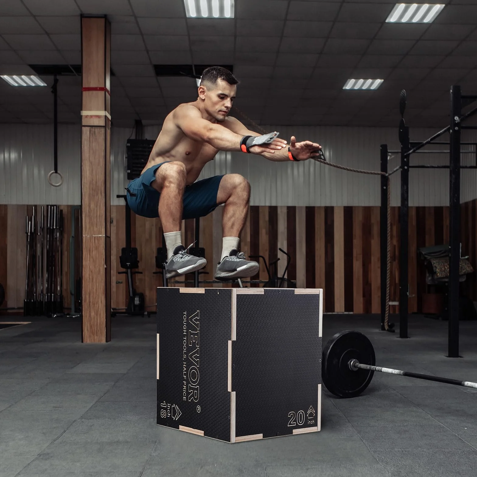 VEVOR Scatola per Plyo in Legno 3 in 1, Piattaforma Antiscivolo per Esercizi Fitness e Allenamento