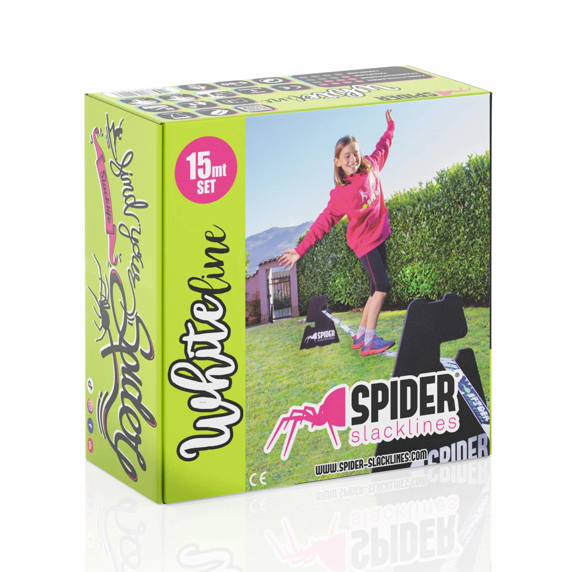Kit Completo Slackline 15m White Line per Principianti con Cricchetto