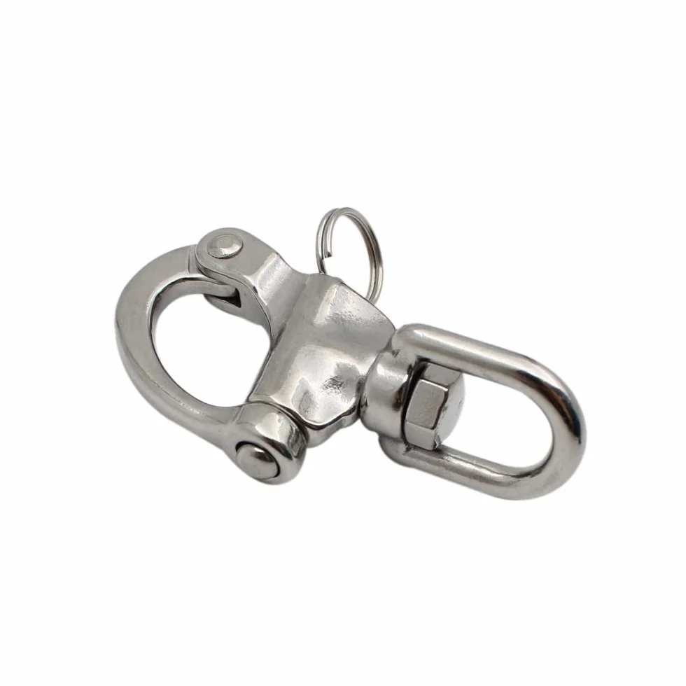 Spinnaker drizza grillo a scatto piccolo acciaio inox sgancio rapido girevole 70 mm 87 mm 128 mm