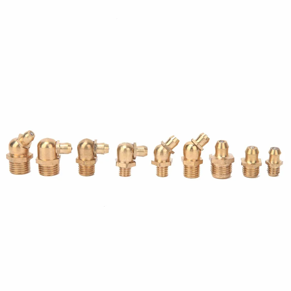 Kit di Capezzolo Grasso di Ottone 160pc, M6/M8/M10 Grease Zerk a 45°, 90° e 180° per Auto, Moto e Camion