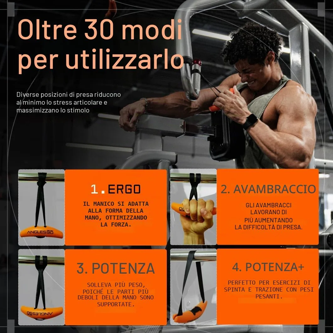 Angles90 Grips Maniglia dinamica d'allenamento per trazioni bilancieri LAT Machine vogatori