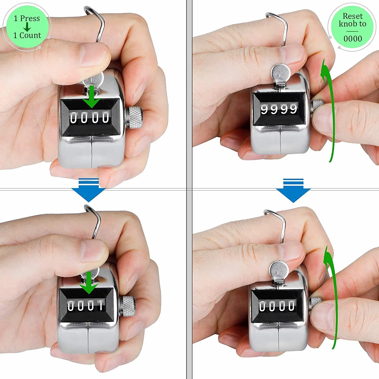Contatori di Conteggio 4 Digit Manuali 2 PCS Contapersone Lap Tracker Clicker