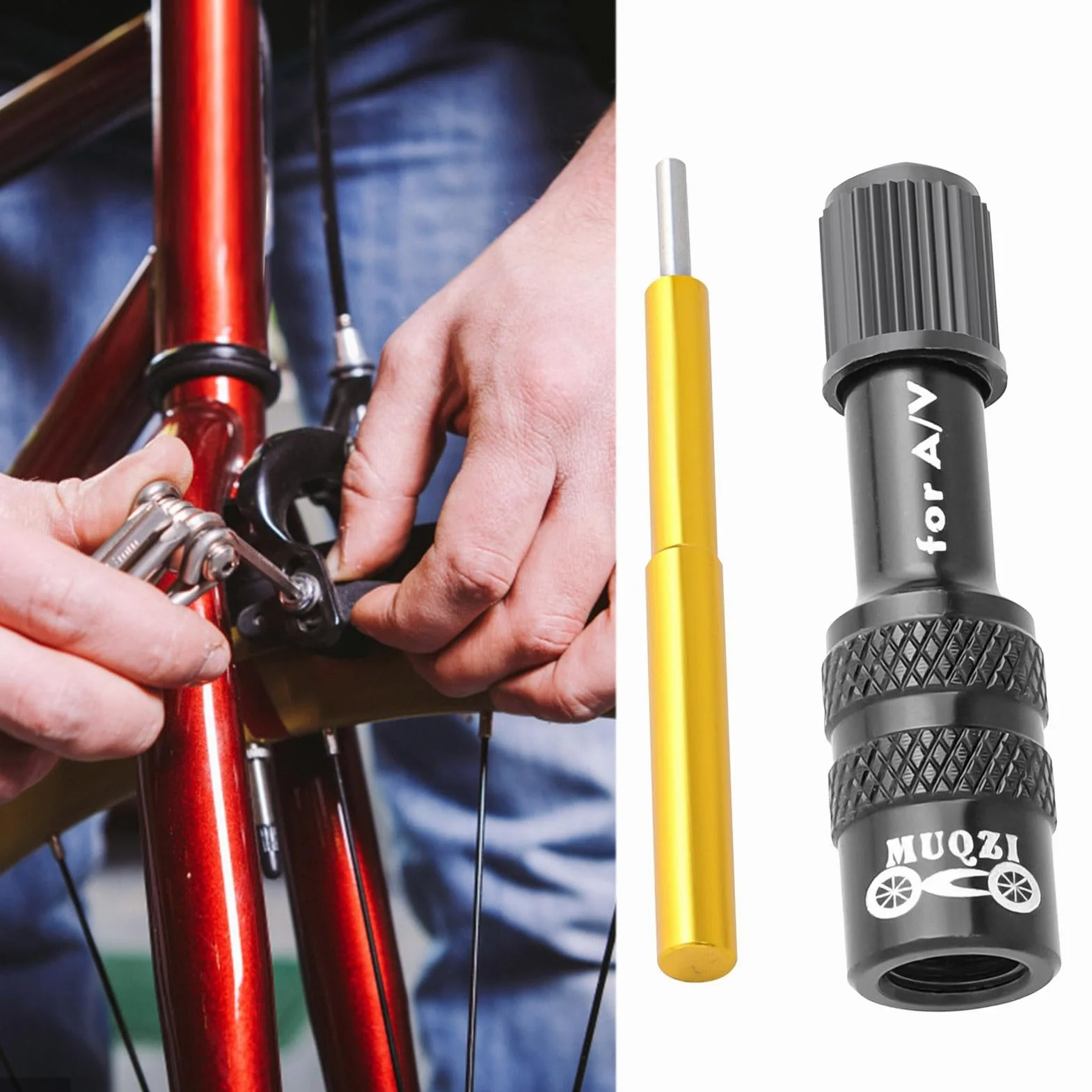 Adattatore Valvola Forcella Bici Pompa Ammortizzatore Convertitore Ugello per Pneumatici