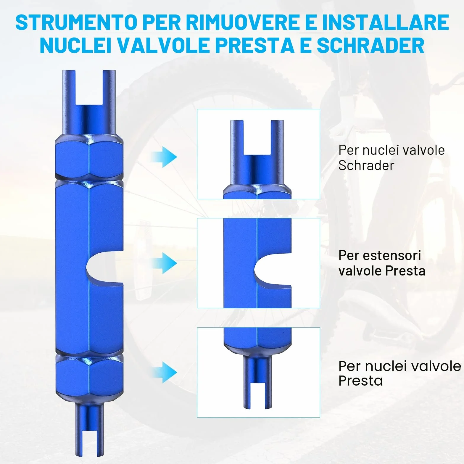 Flintronic Nucleo Valvola Bici 11 Pezzi Kit Sostituzione Valvola Presta Adattatore Bicicletta
