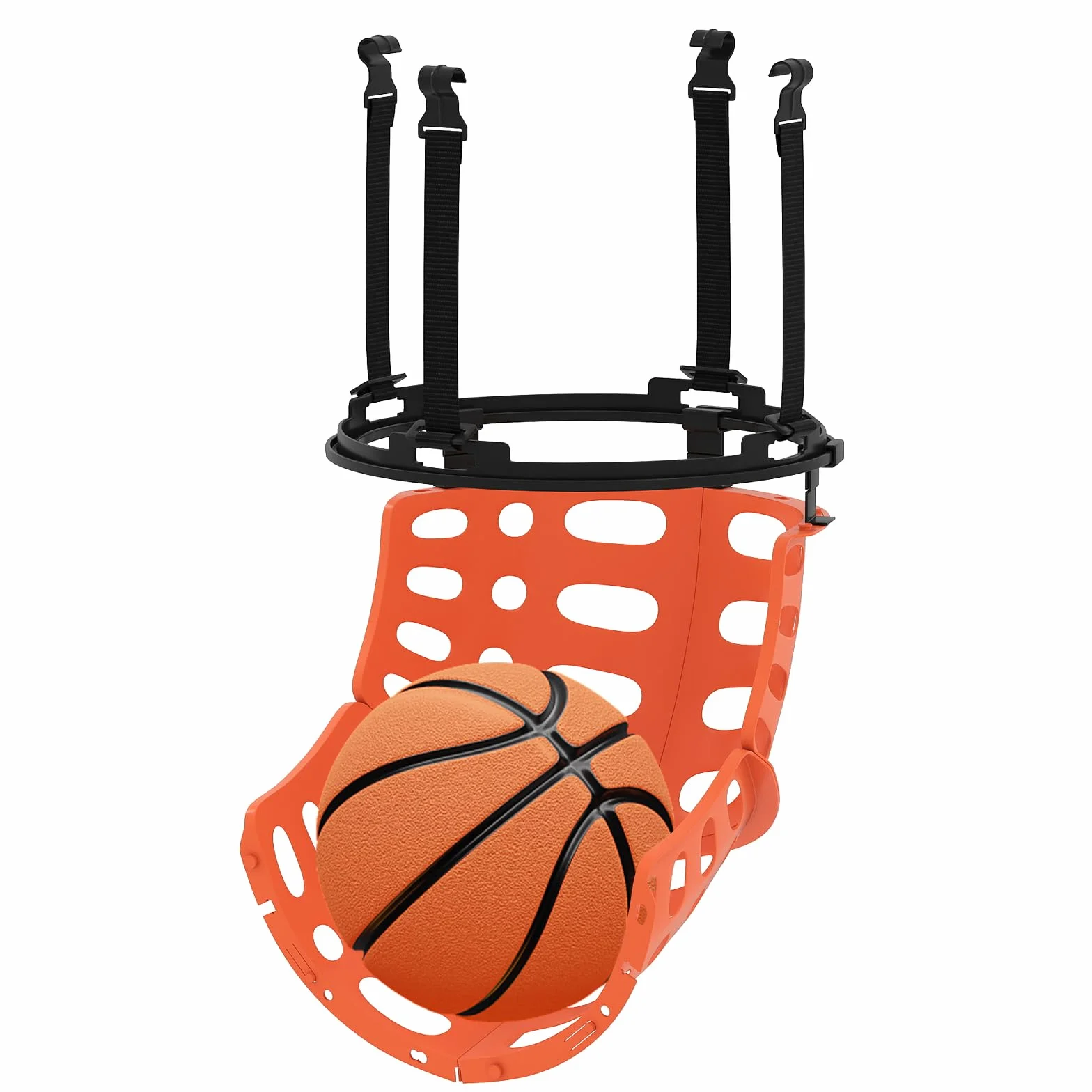 COSTWAY Sistema di Ritorno Palla Basket Rotante 360° 4 Ganci Smontabili Allenamento Tiro