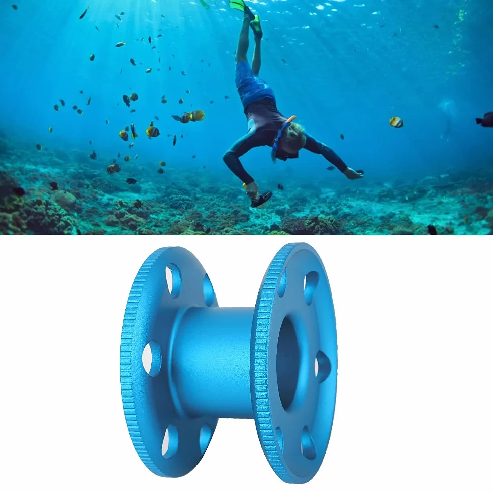 Bobina immersione lega alluminio resistente mulinello subacqueo leggero per immersioni grotta tecniche bobina vuota ampio foro centrale Blu