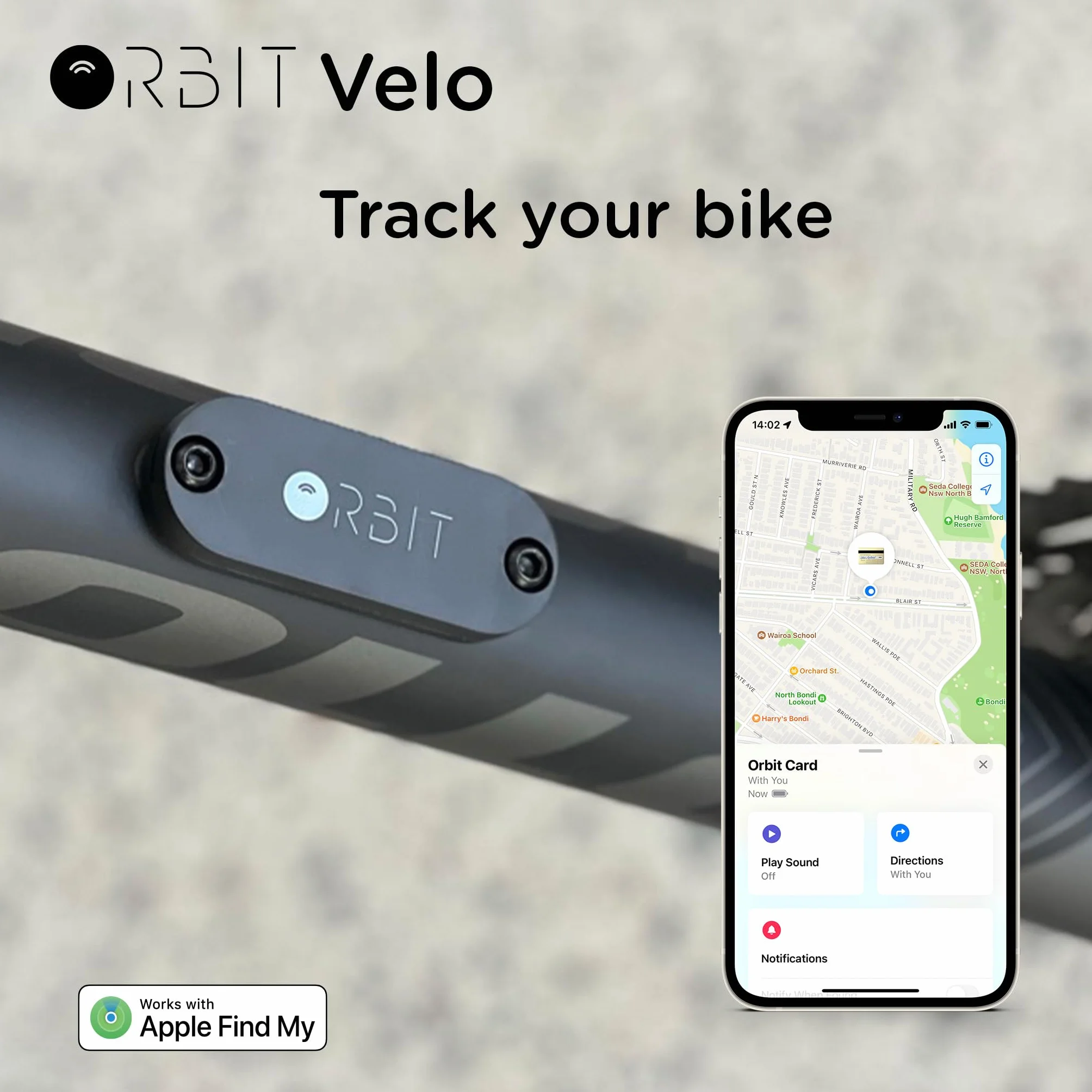 Orbit Velo Tracker per Bici, Find My Apple