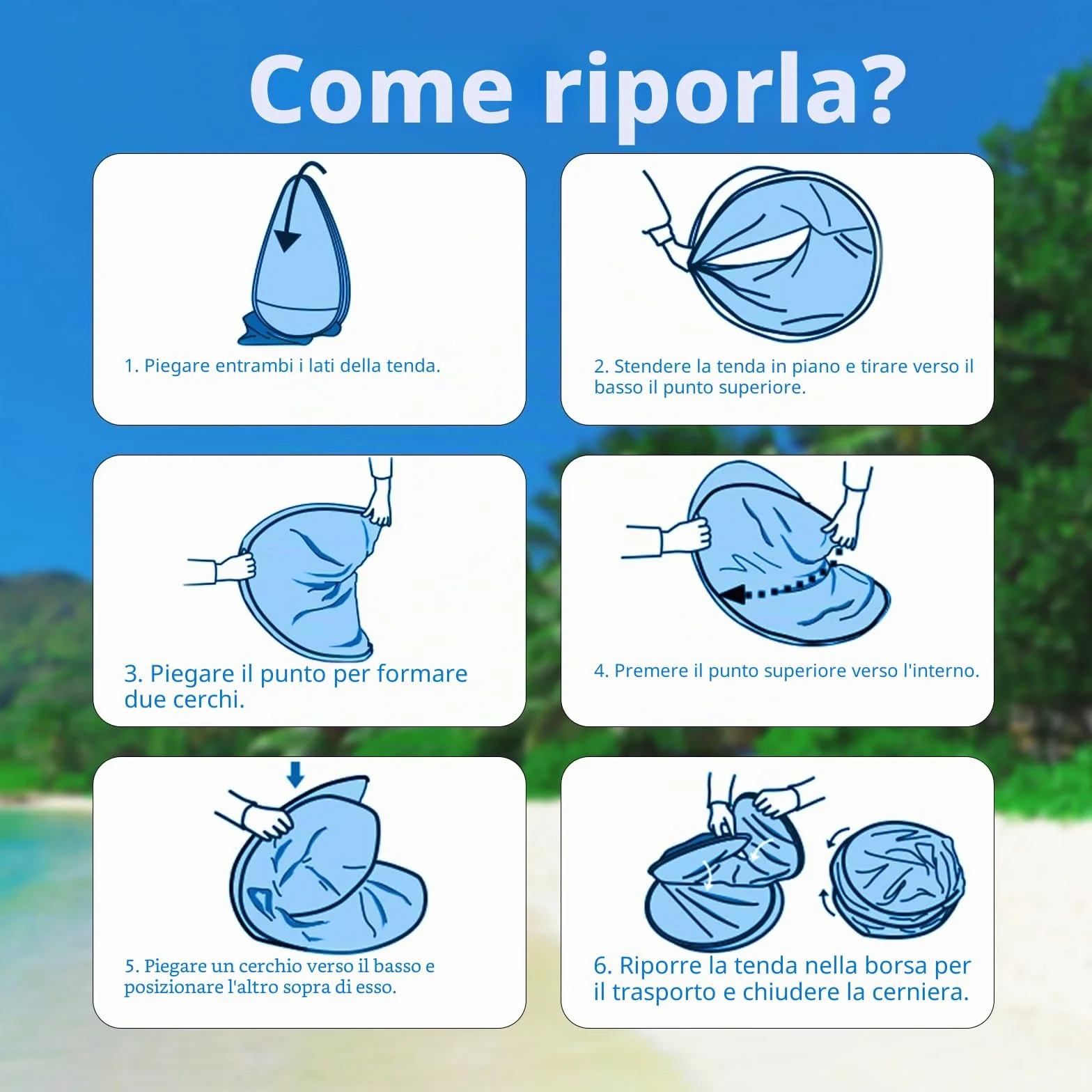 Tenda da Spiaggia Pop Up 1-2 Persone, Protezione Solare UV UPF 50+, Leggera con Borsa