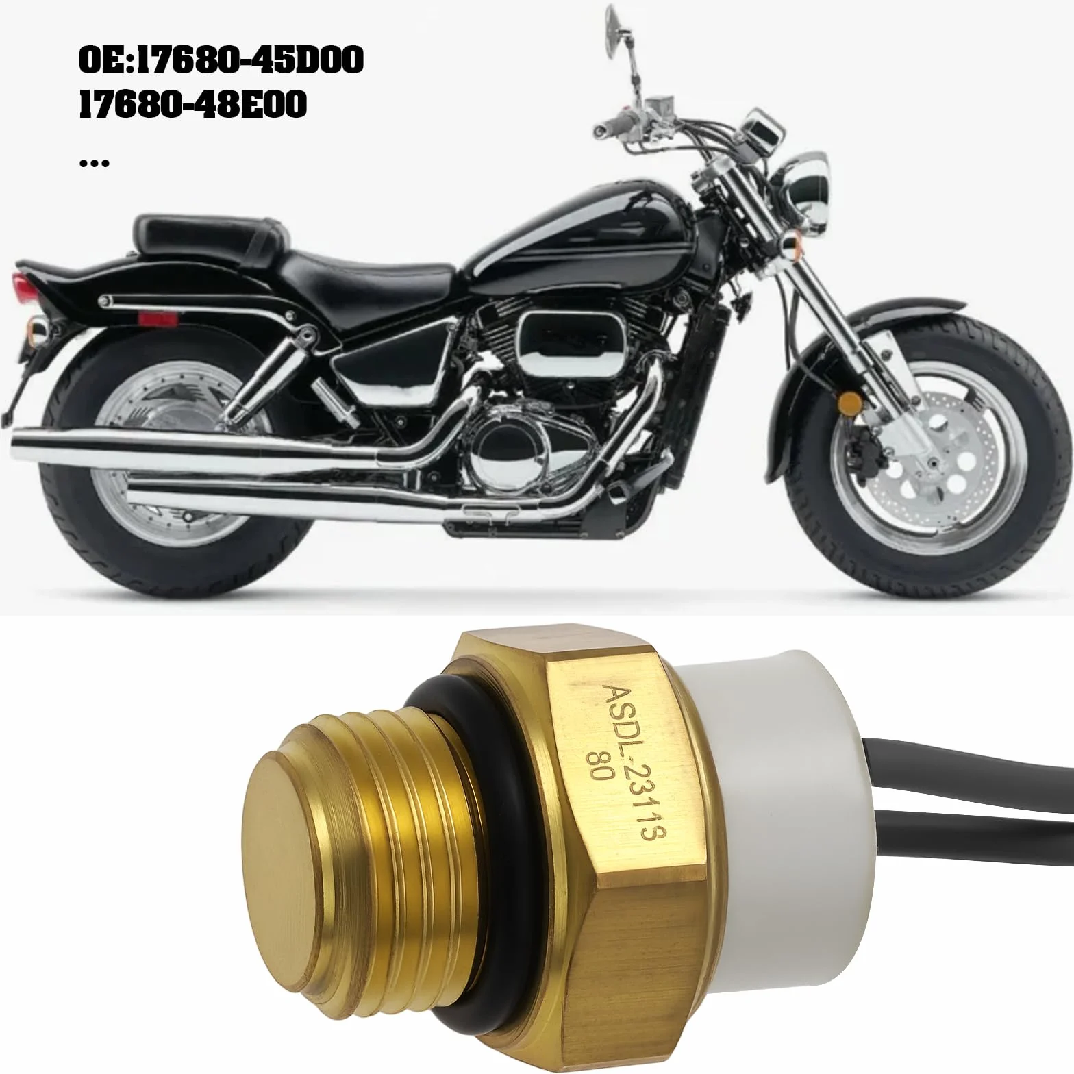 Interruttore Ventola Raffreddamento Radiatore Moto Compatibile Suzuki VZ 800 1997-2003 17680-45D00 17680-48E00