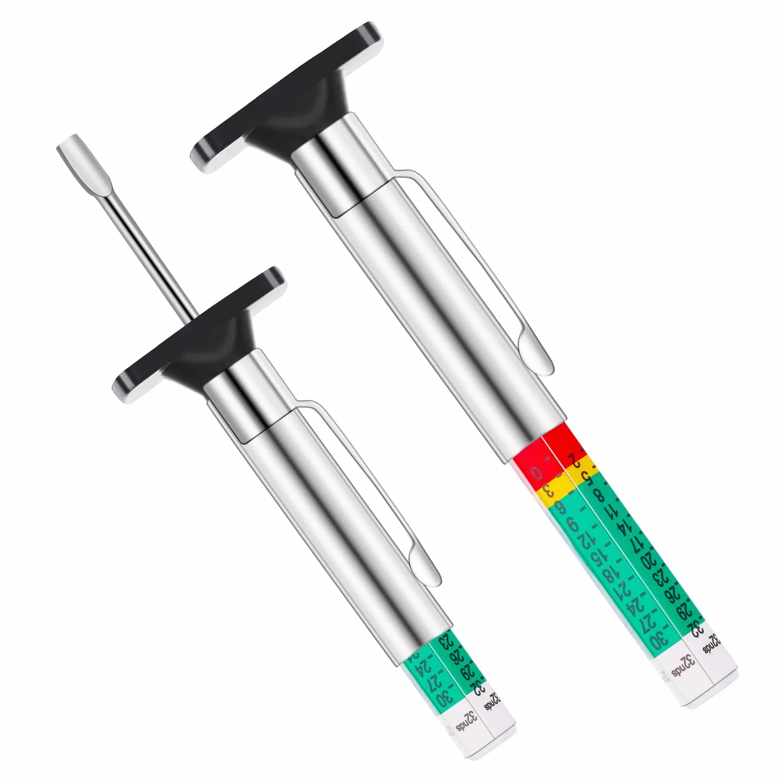 cobee Misuratore di profondità del battistrada, Calibro di profondità del pneumatico con codice colore intelligente Misuratori di profondità del battistrada per auto con codice colore(25MM/32nds, 2pcs