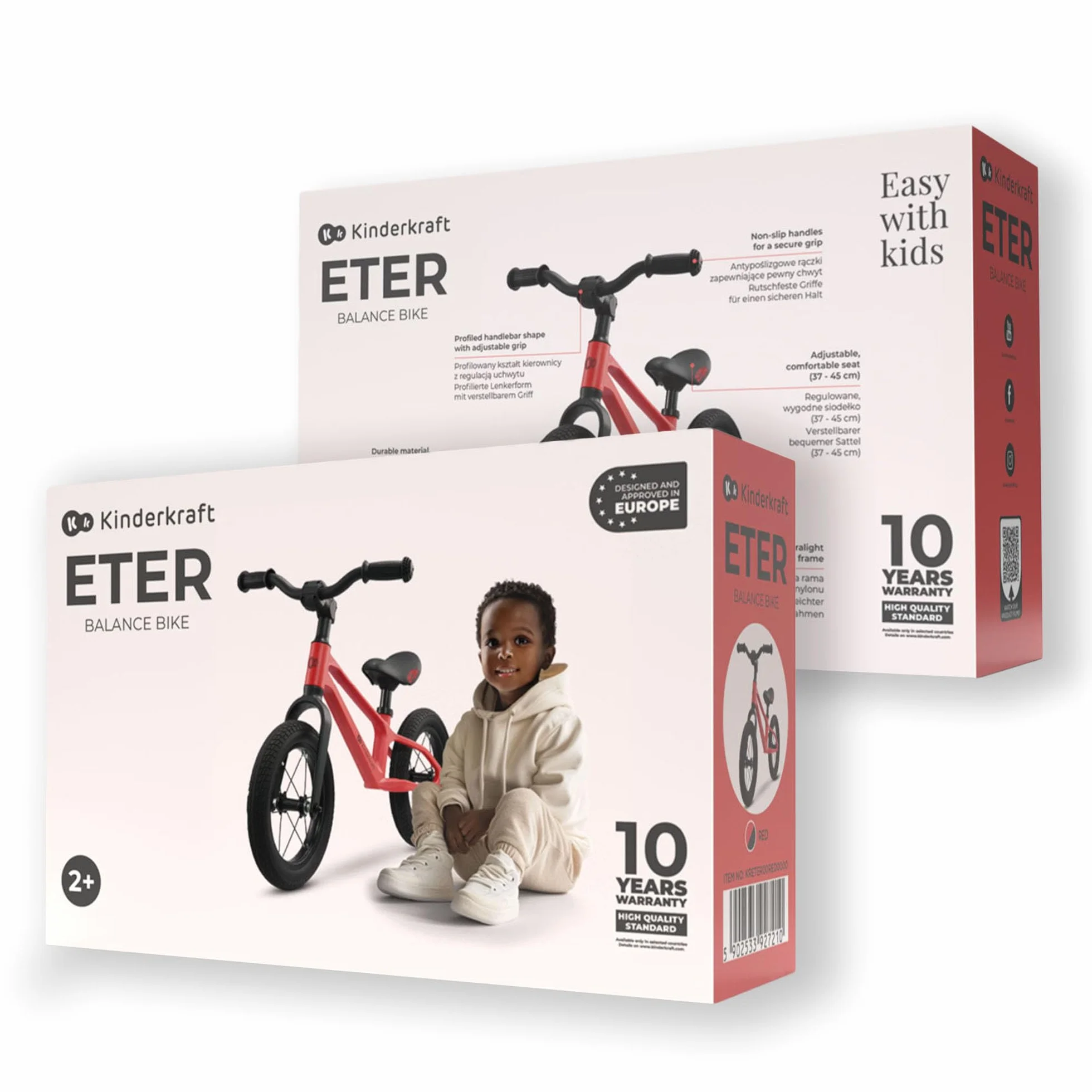 Kinderkraft ETER Bicicletta da corsa 12 pollici 35 kg telaio nylon sella regolabile manubrio limitato