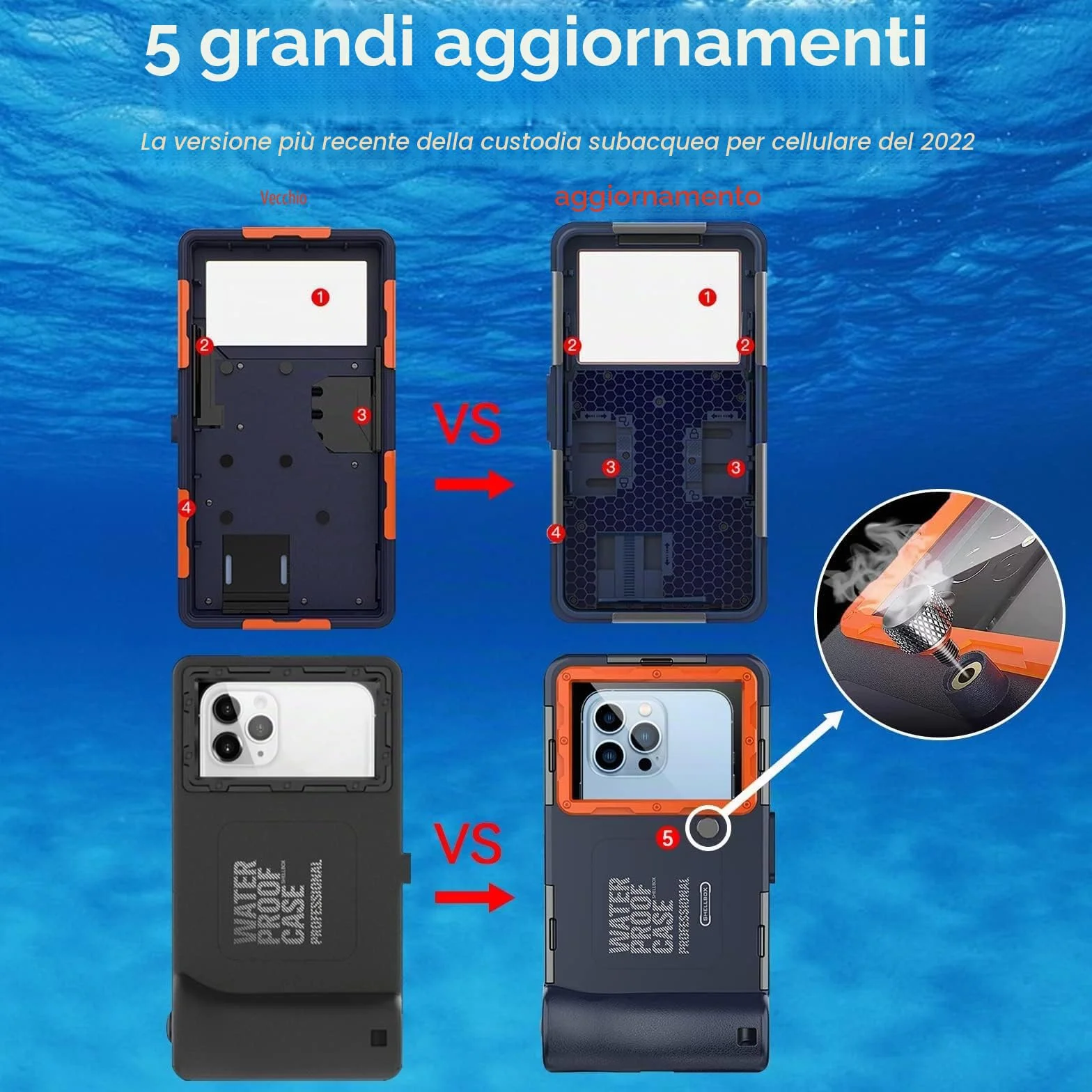 Custodia Impermeabile Smartphone per iPhone Samsung Huawei Snorkeling Surf