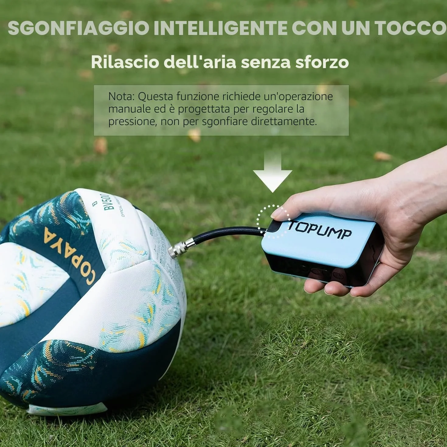 TOPUMP Pompa A Sfera Elettrica Ricaricabile Portatile con Manometro Max 20PSI per Palloni Sportivi