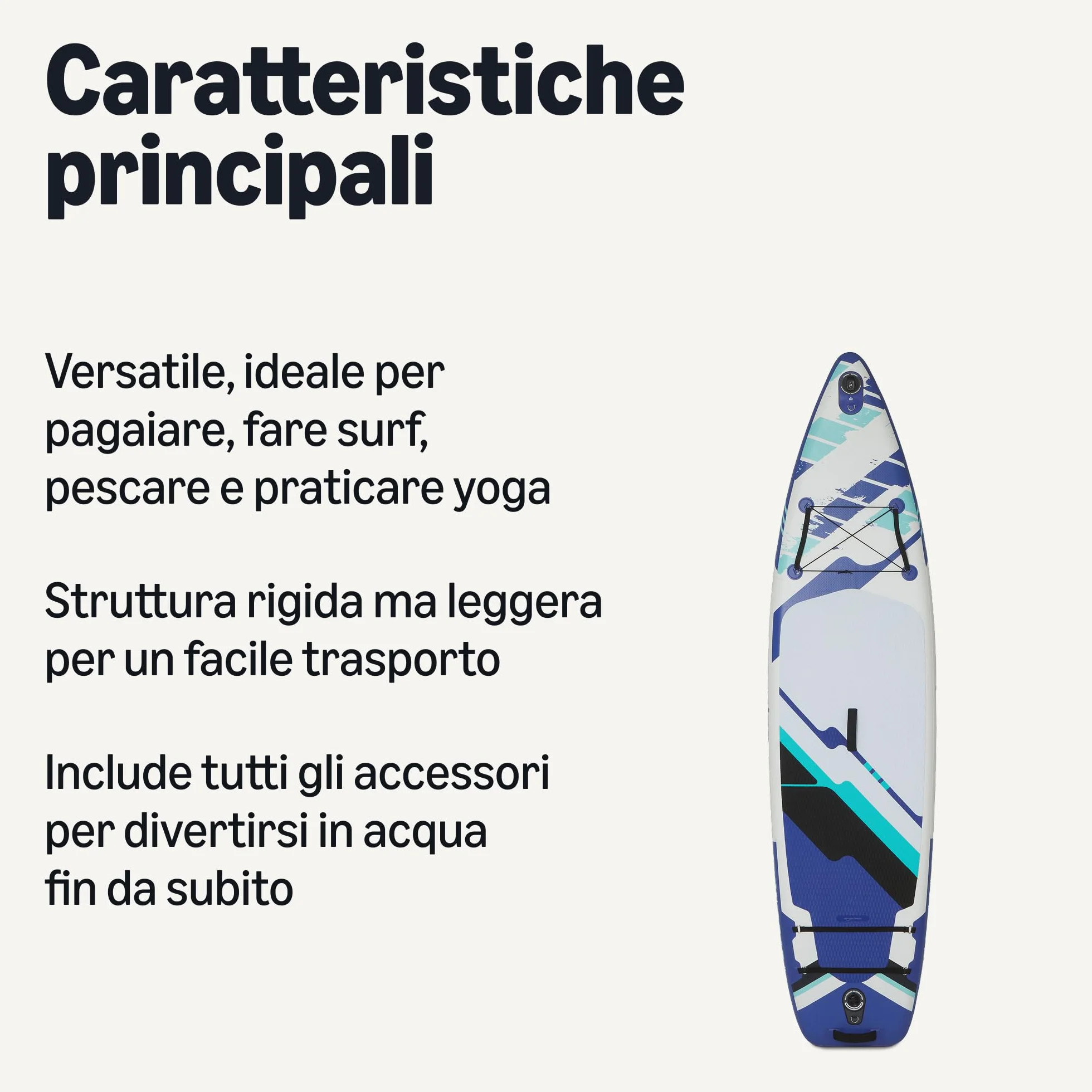 Amazon Basics Tavola da Stand Up Paddle con Kit Accessori Completo, 335 cm x 84 cm, Blu