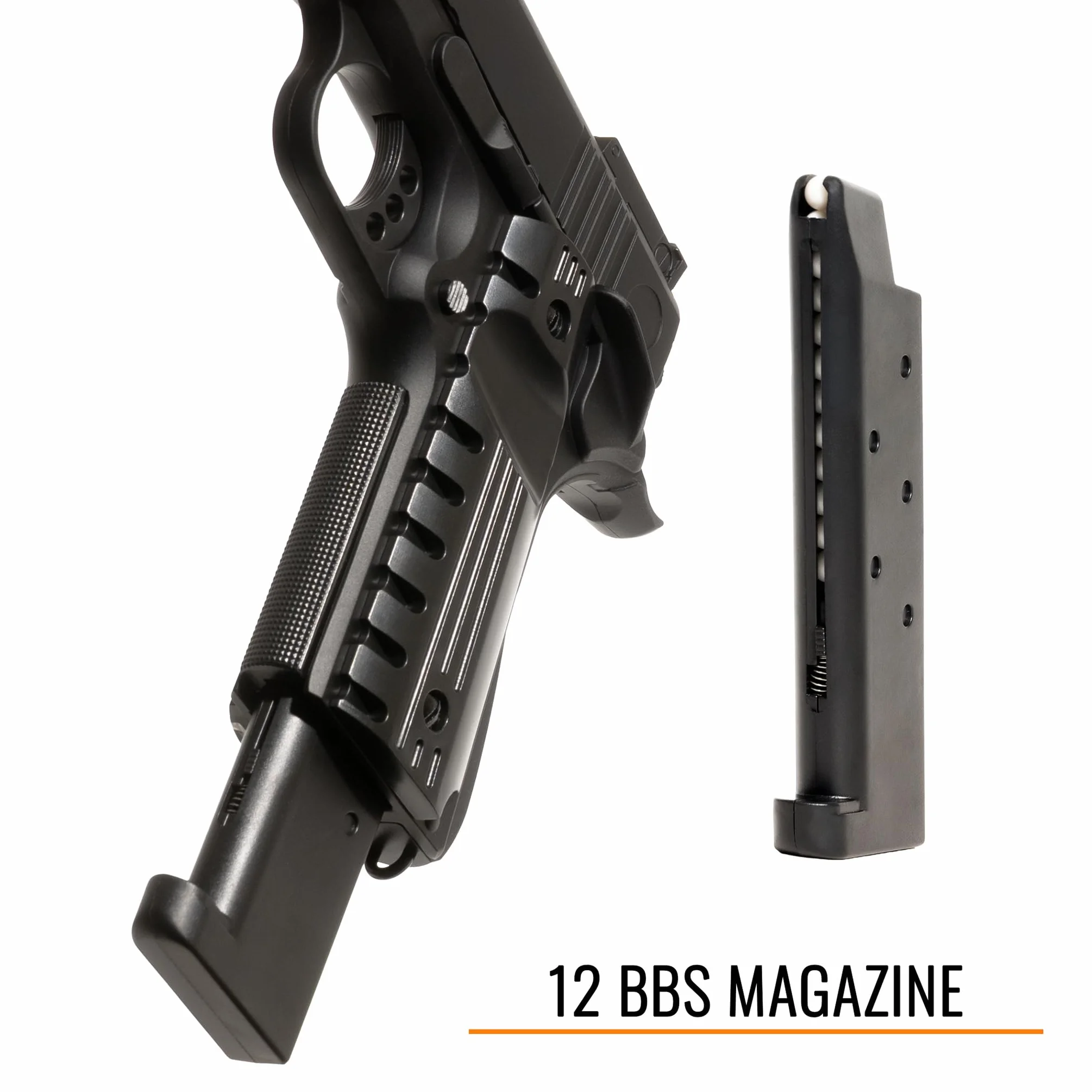 Pistola Softair a Molla, Calibro 6 mm, Corpo in Metallo, 0,9 Joule, 1000 Pallini