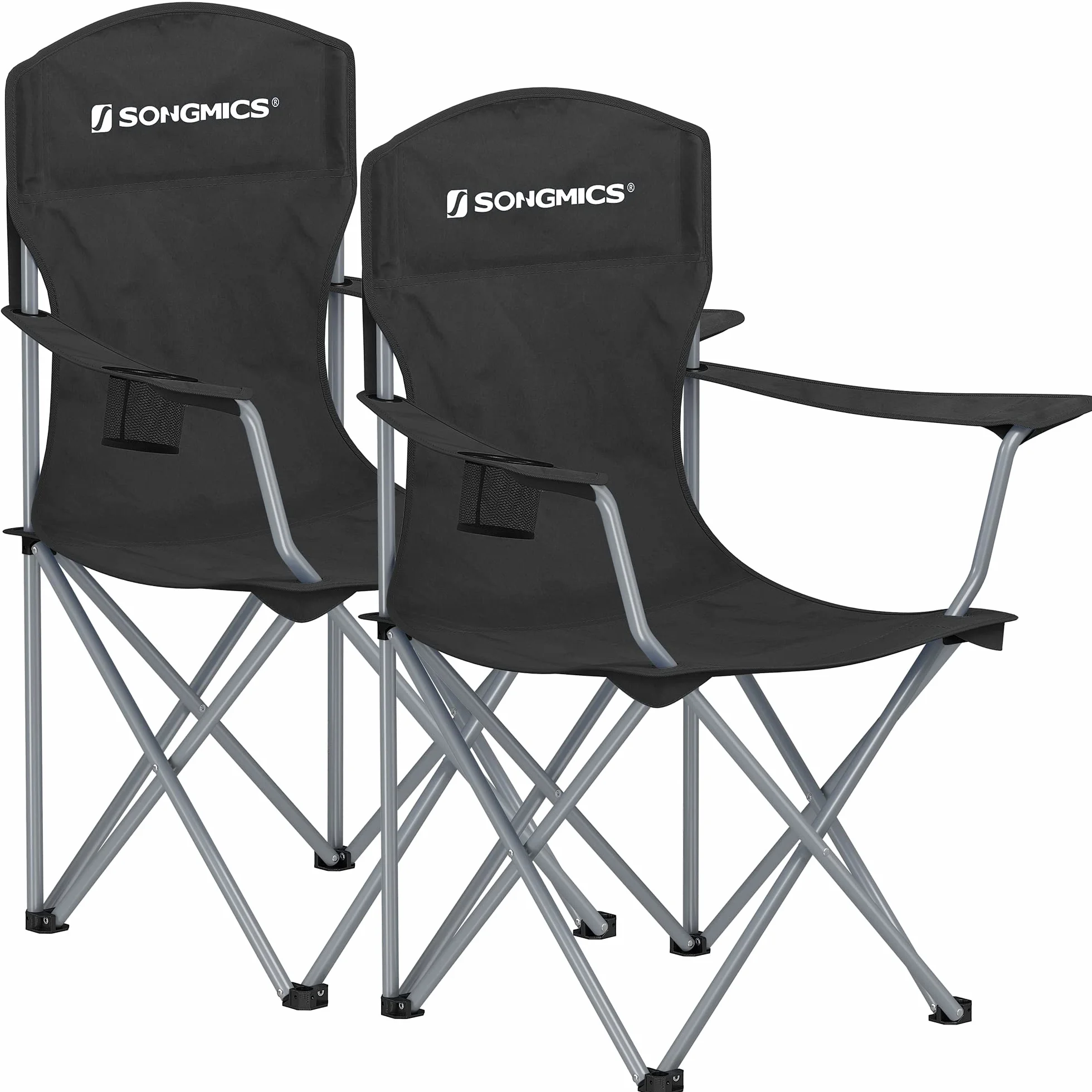 SONGMICS Set 2 sedie pieghevoli da campeggio 150 kg portabevande sedia da esterno