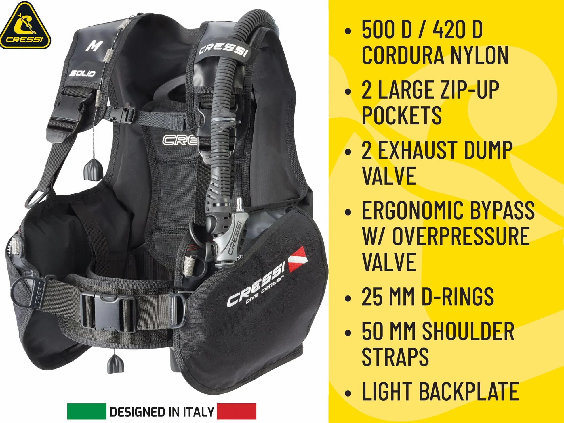Cressi Solid Bcd Dive Center Edition Giubbotto Immersioni Assetto Variabile GAV Nero Unisex Adulto