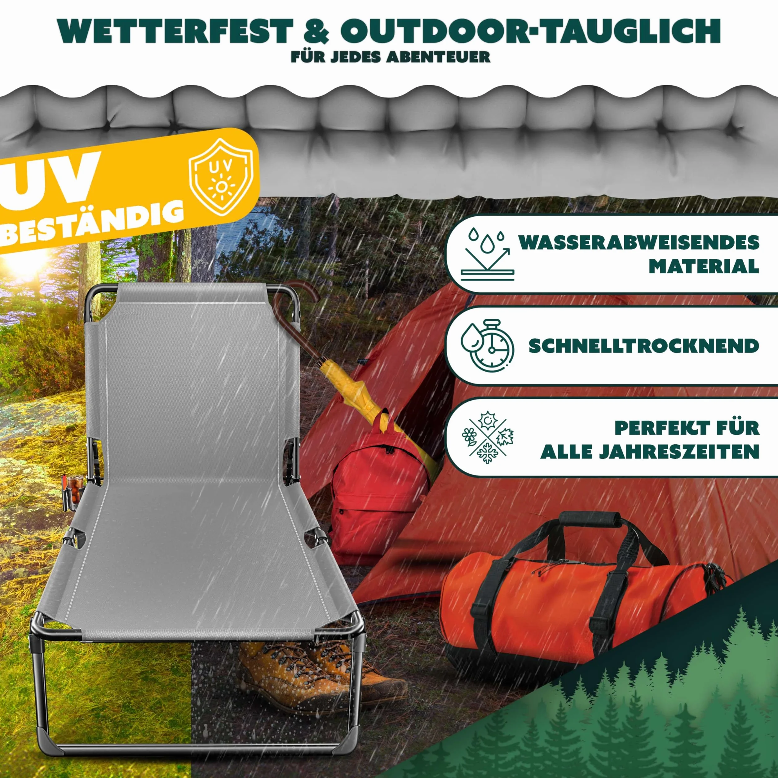 KESSER Lettino da campeggio pieghevole 190x68x30 cm portata 250 kg tessuto Oxford telaio acciaio con borsa trasporto cuscino collo