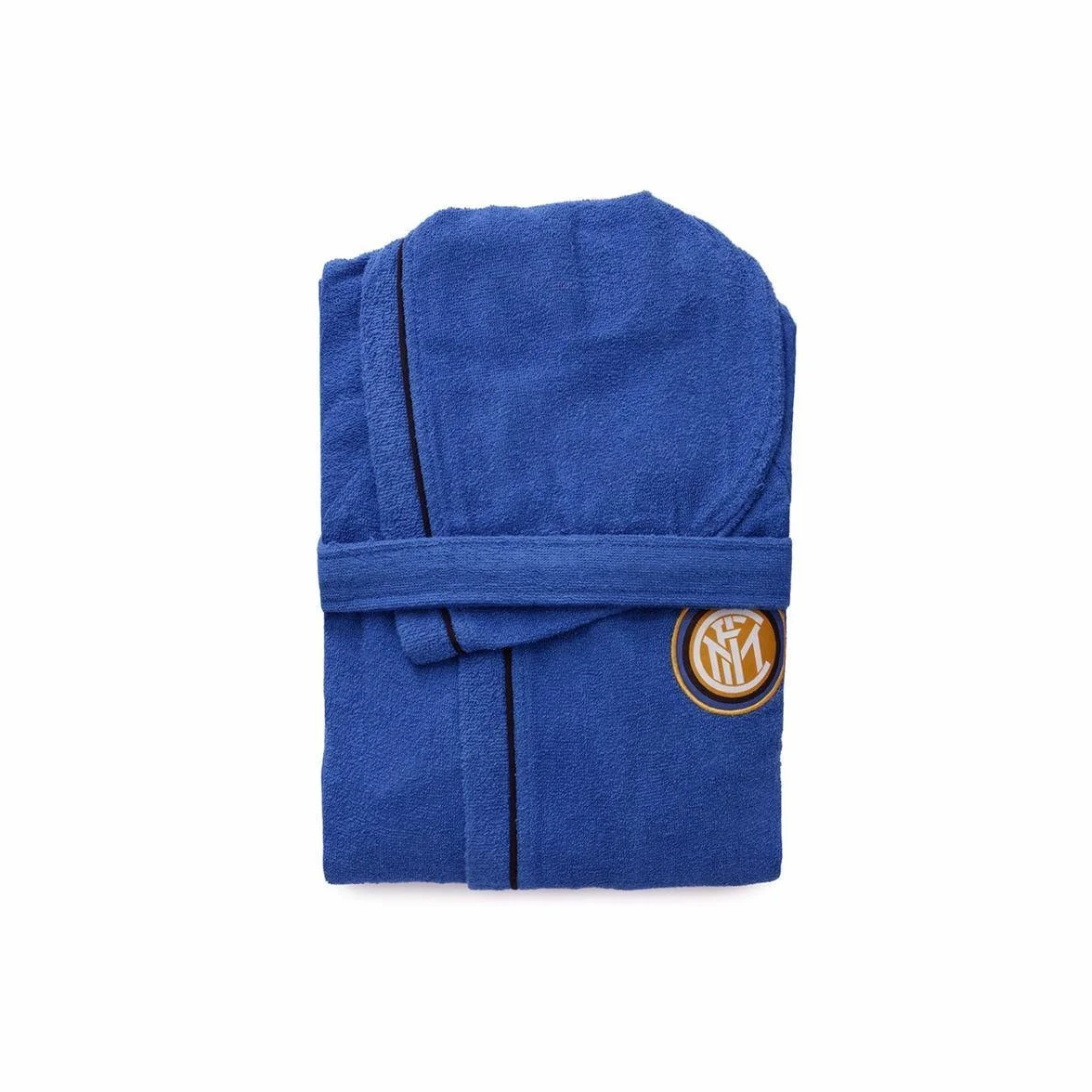 ACCAPPATOIO CON CAPPUCCIO FC INTER UFFICIALE UOMO MICRO SPUGNA PURO COTONE NERO AZZURRO M - 46/48