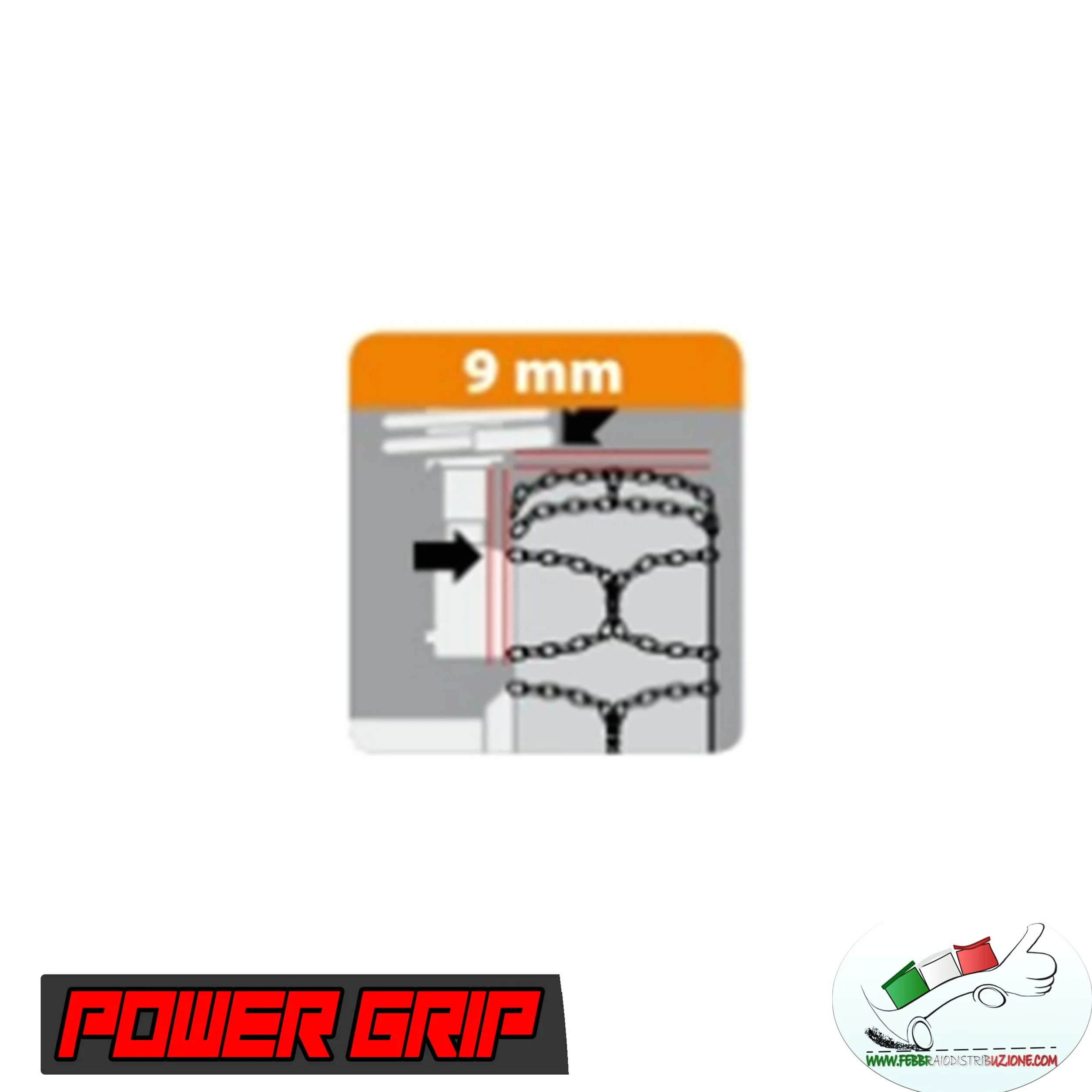 Catene da Neve 9mm Omologate TÜV GS Onorm Gruppo 100 Acciaio Montaggio Facile