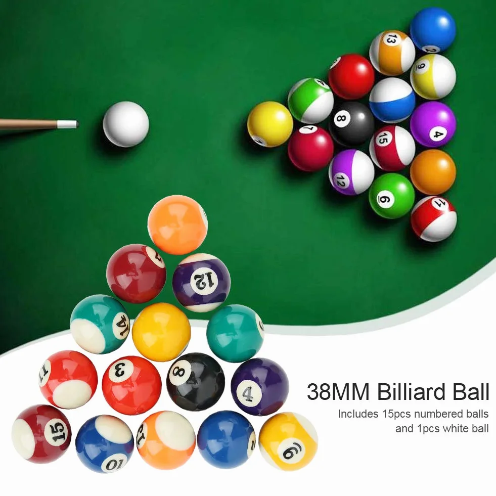 MAGT Palla da Biliardo in Resina, 16PCS 38 mm Mini Set Biliardo Americano