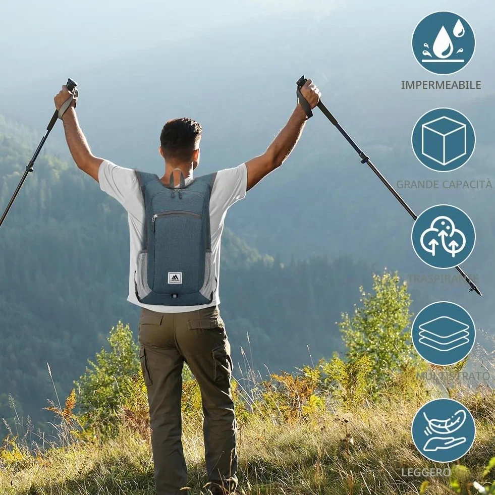 Flintronic Zaino Trekking Pieghevole 16L Ultraleggero Impermeabile per Escursionismo