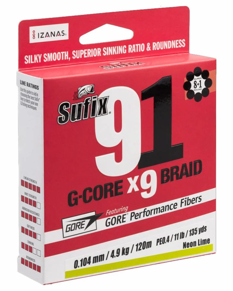 Sufix Trecciato 91 Braid G-Core 150 m 0,104 mm 14