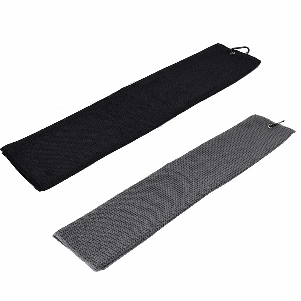 Asciugamano Sport Golf 2 Pezzi Microfibra 50x40 cm Grigio e Nero