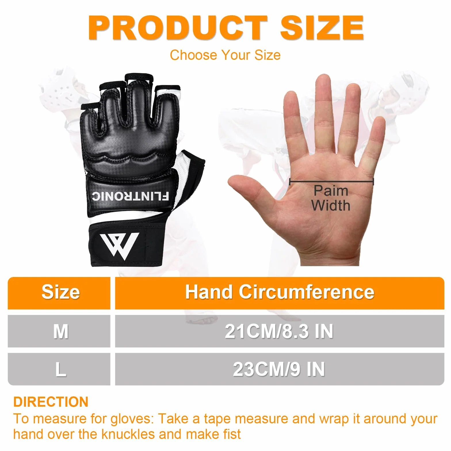 Flintronic Guanti da Boxe per Allenamento MMA Karate Taekwondo Muay Thai con Fascia Elastica