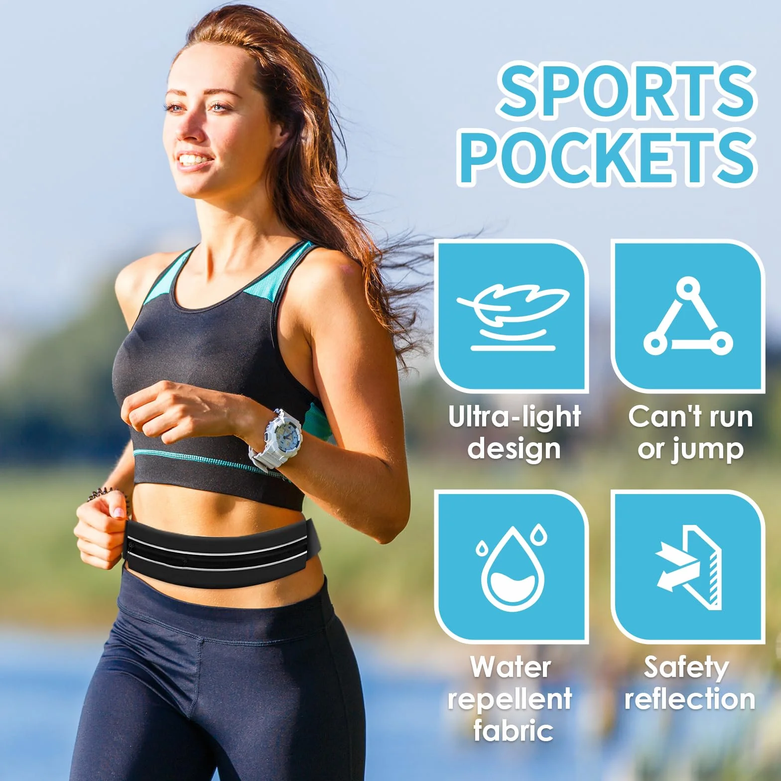 Marsupio Uomo Sportivo Running Cintura da Corsa Regolabile Impermeabile per Telefono Escursioni Fitness Viaggi