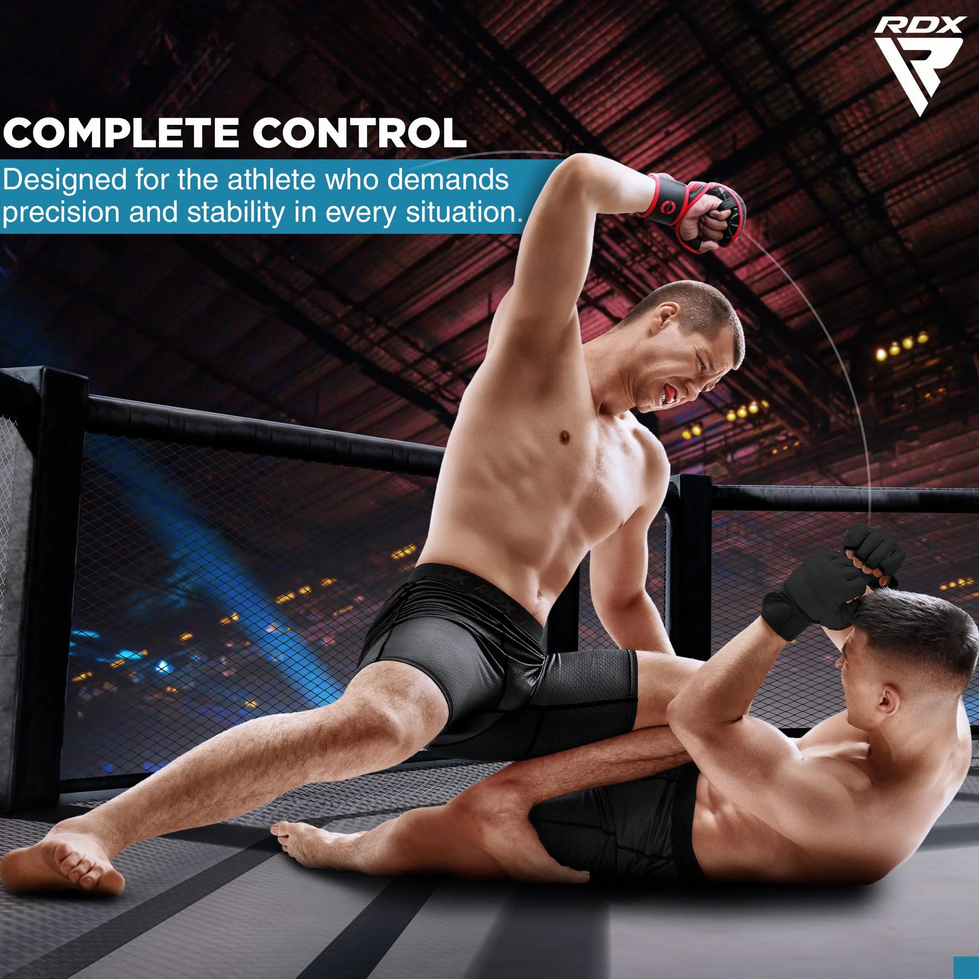 RDX Guanti MMA per Arti Marziali Grappling Allenamento, Maya Hide Cuoio Kara Sparring Guantoni per Kickboxing, Muay Thai, Combattimento in Gabbia, Sacchi Pugilato, Sacco da Boxe