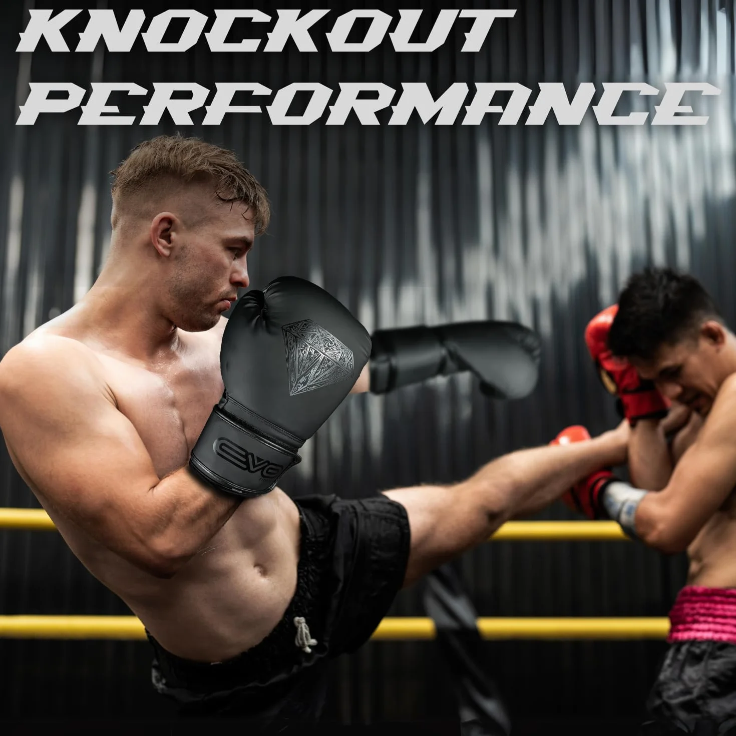 EVO Fitness Guantoni Da Boxe Con Pelle Pro Gel Per Muay Thai Kick Boxing Sparring
