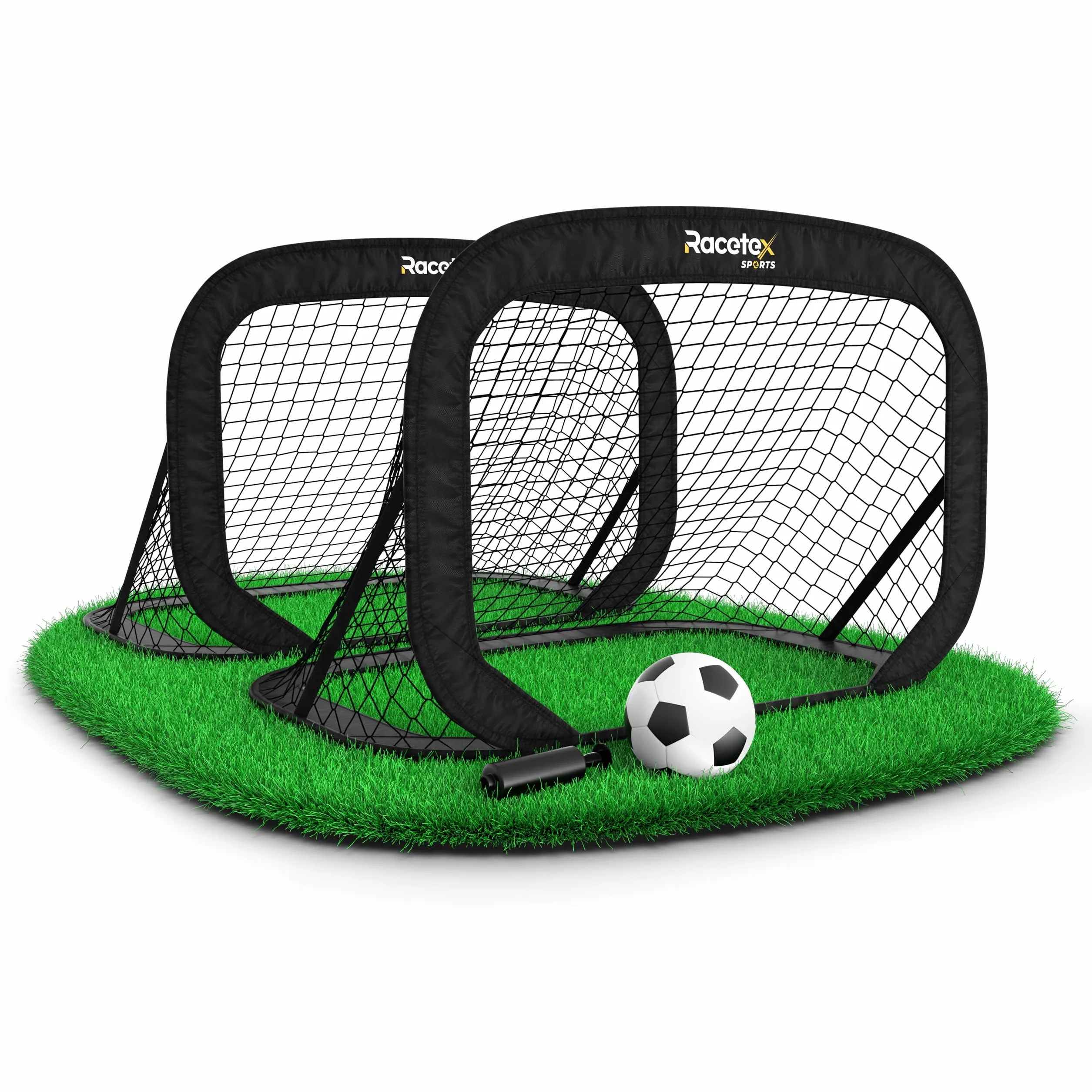 Racetex Cancelli da calcio per bambini set 2 pezzi con aste in fibra di vetro rinforzata