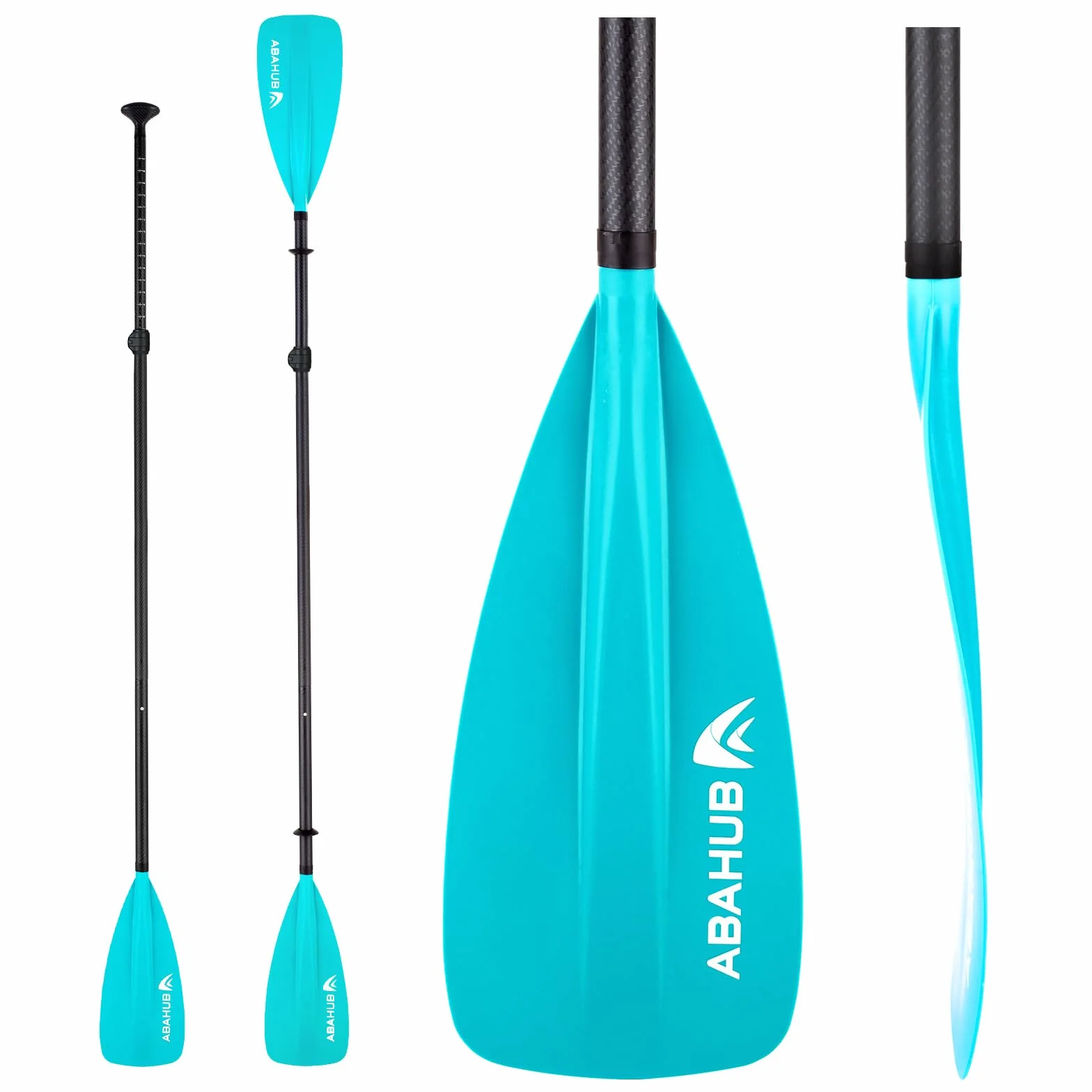 Abahub Pagaia SUP Kayak Carbonio 2 in 1 Pagaia Remi Regolabile Paddle Timone Leggero per Stand up Paddleboard, Albero in Carbonio Nero/Blu/Verde/Grigio/Arancione/Rossa in Plastica Nylon Lama