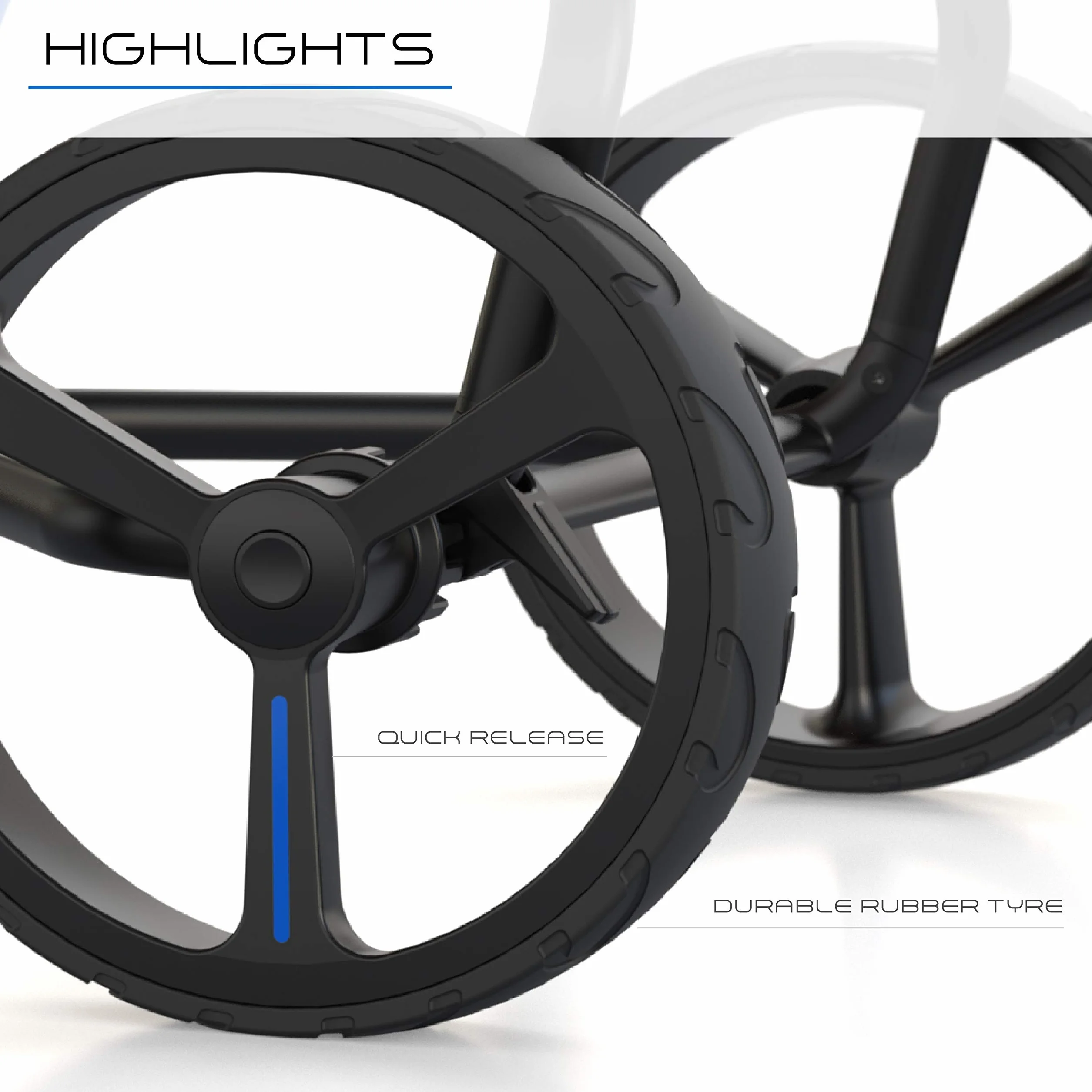 Wishbone ONE Megalight 3 Carrello da golf a 3 ruote Push-Pull Blu