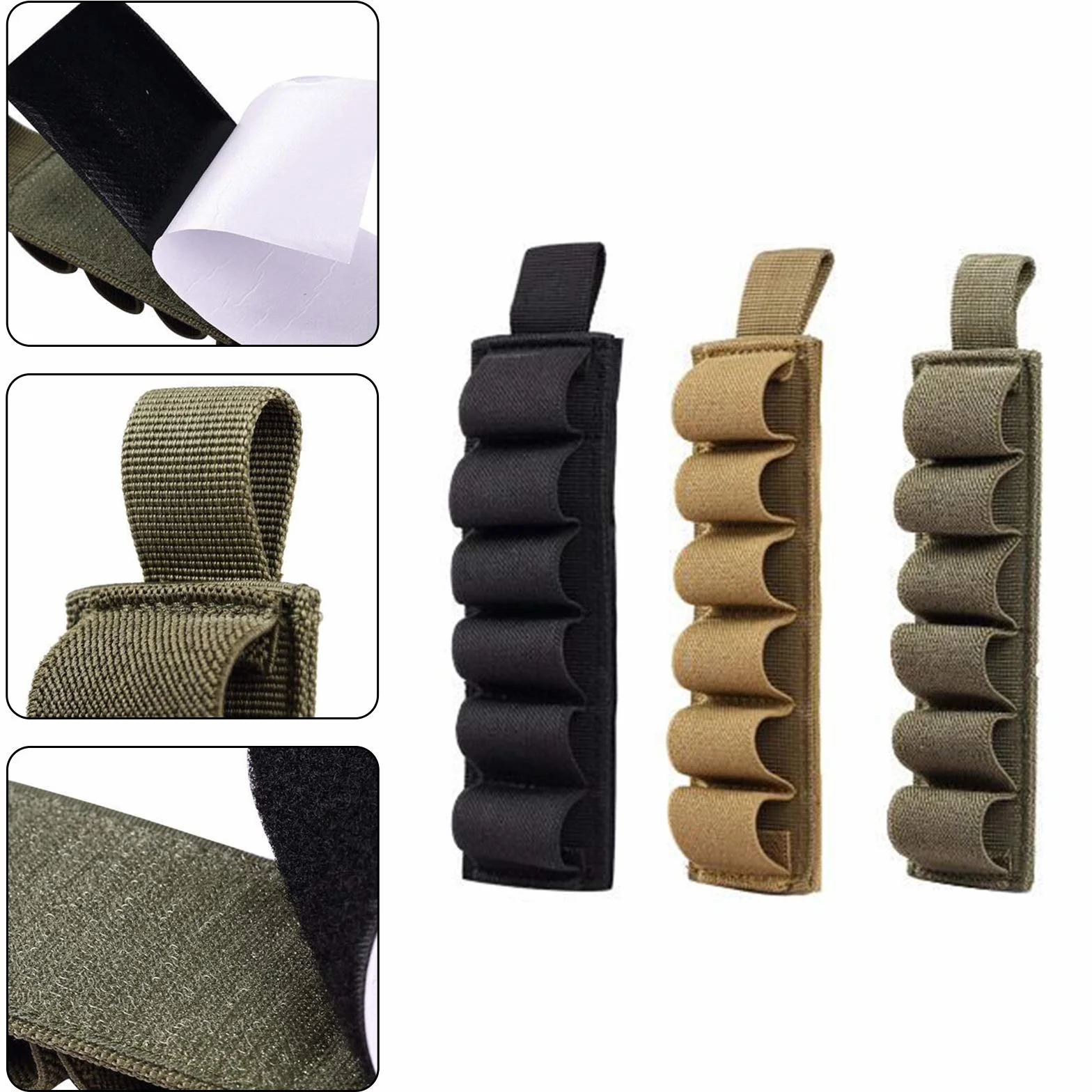 Porta cartucce tattico in Nylon 6 rotondi per fucili airsoft (Nero)