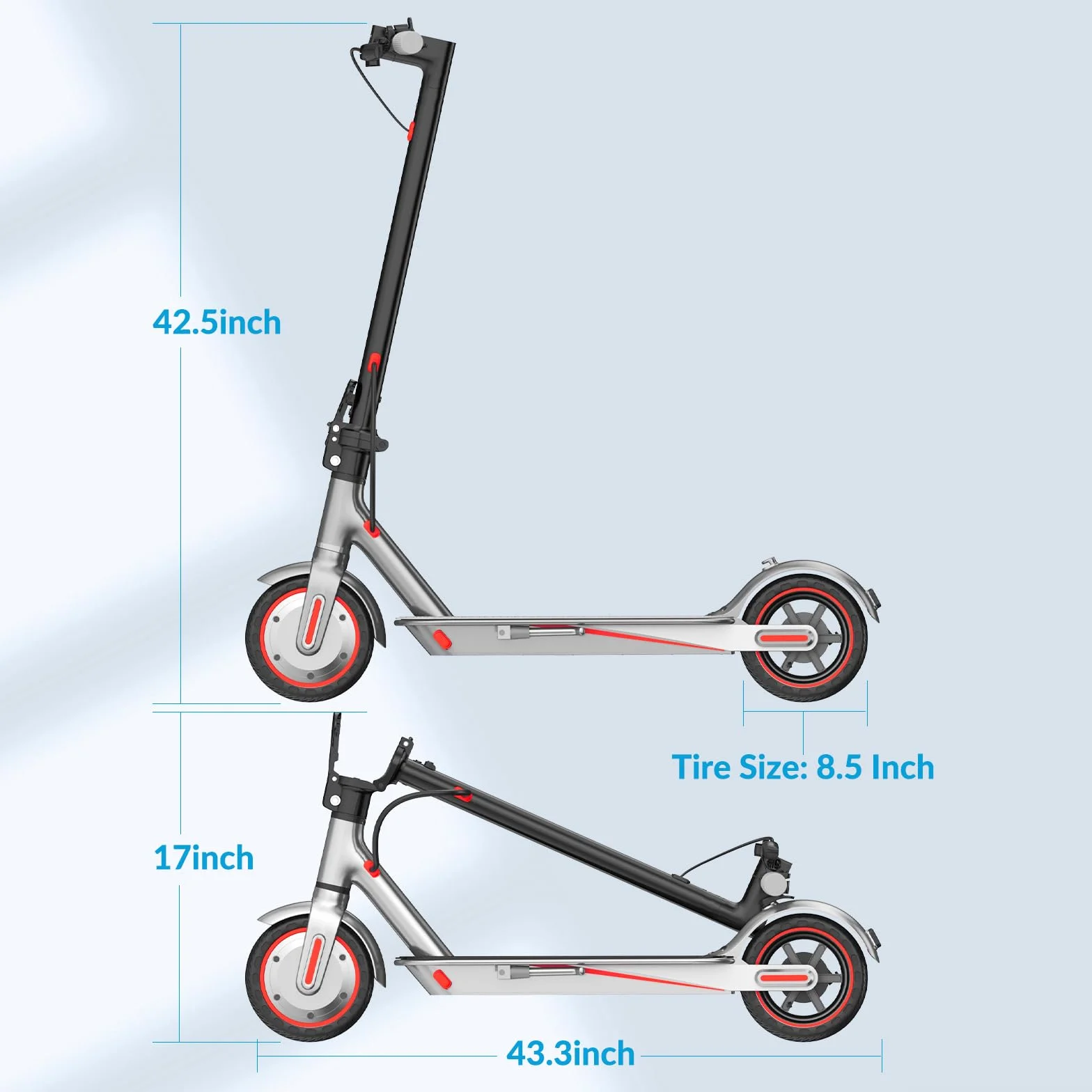 Monopattino Elettrico Adulto 25 km/h 48 km Autonomia 120 kg Pneumatici 8,5" 10" Doppia Frenata