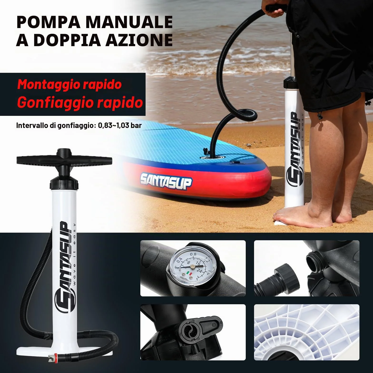 Paddle gonfiabile adulti 320 cm 15 cm spessore 150 kg Ocean10'6"