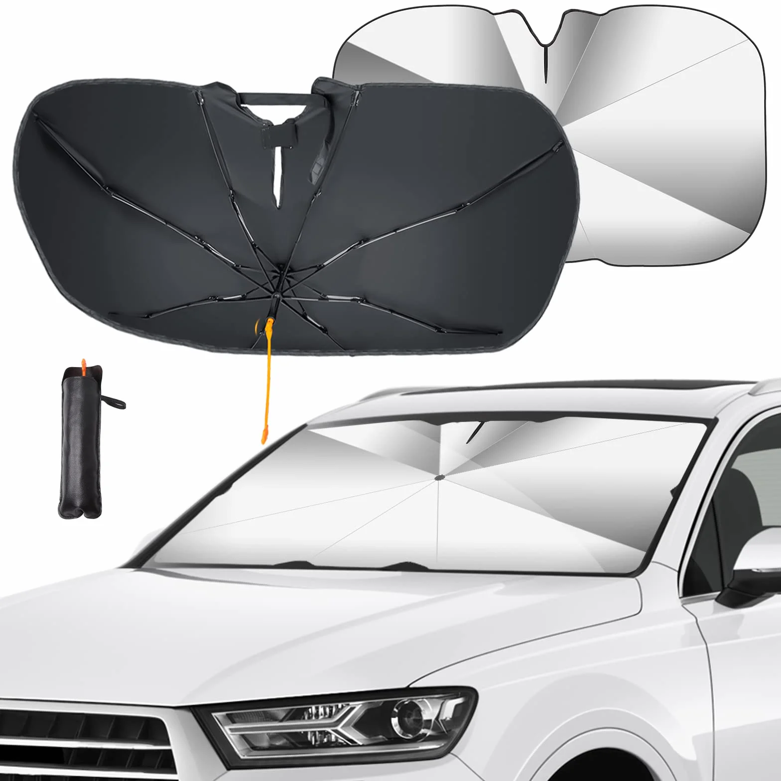 Ombrello Parasole Per Parabrezza Anteriore Per Auto 47 * 26 Pollici Rotazione a 360 ° Sggiornata Ombrello Pieghevole Copertura Parasole Protezione UV e Isolamento Termico Parasole Visiera S