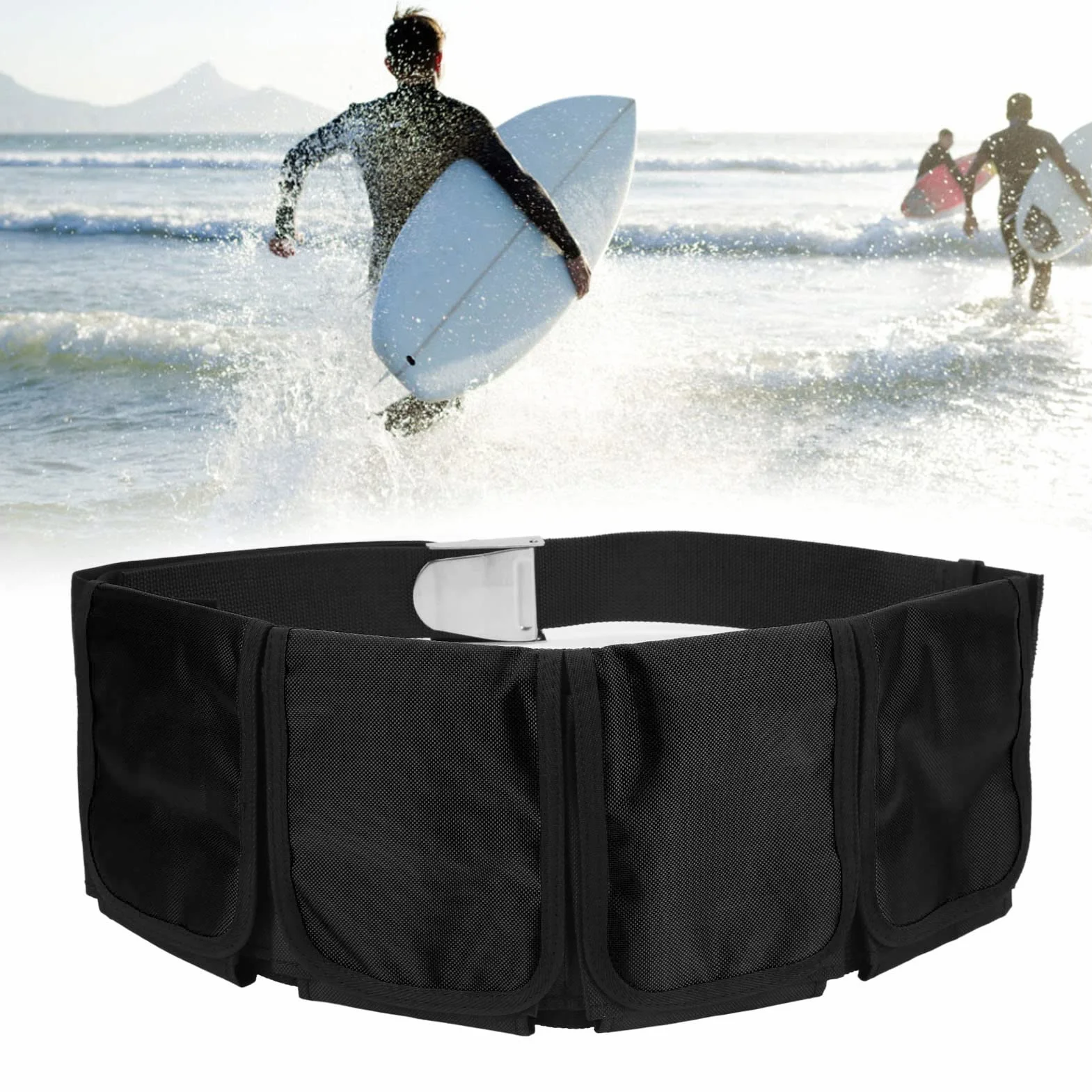 Cintura con Piombi da Sub in Tessuto Oxford 4 Tasche Fibbia Sgancio Rapido Regolabile per Immersioni Snorkeling Apnea