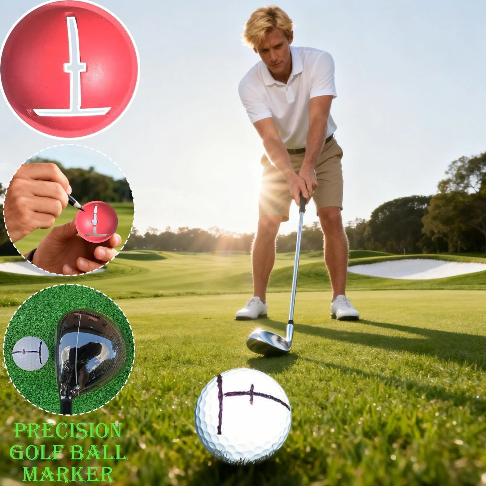 Golf Ball Line Marker | Professional Precision Ball Liner with Pen | Golf Line Drawing Marking Tool