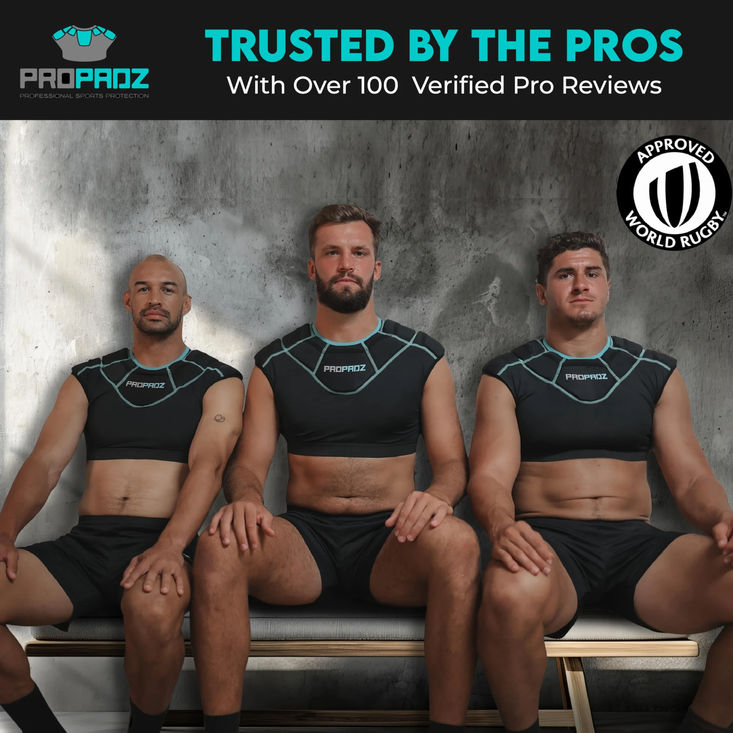 Propadz Gilet da rugby con protezioni spalle adulti – Approvato World Rugby, imbottiture gel modulari, protezione leggera traspirante
