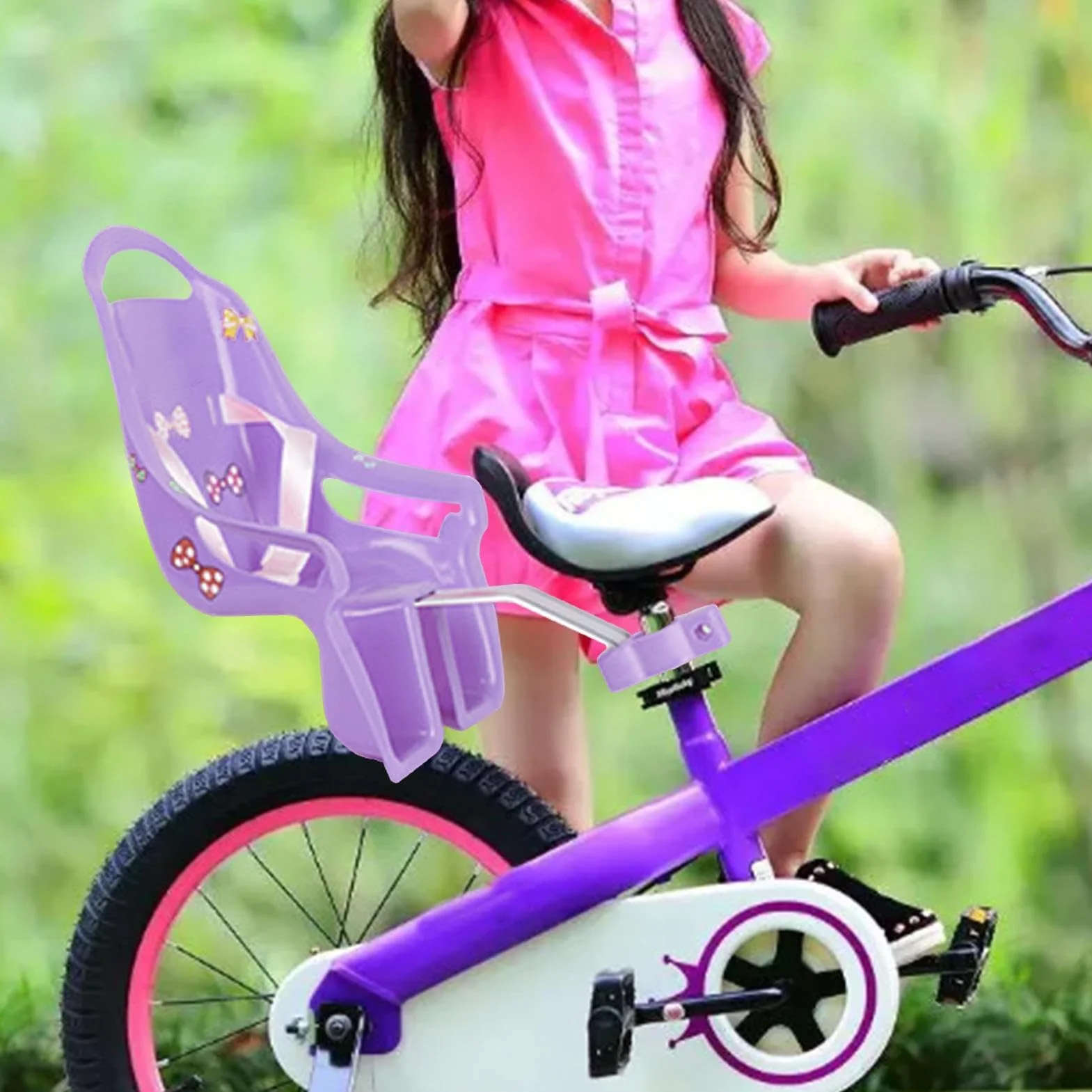 Seggiolino per Bicicletta per Bambole con Adesivi, Portabiciclette, Set Regalo per Bambini, Animali di Peluche Sicuri