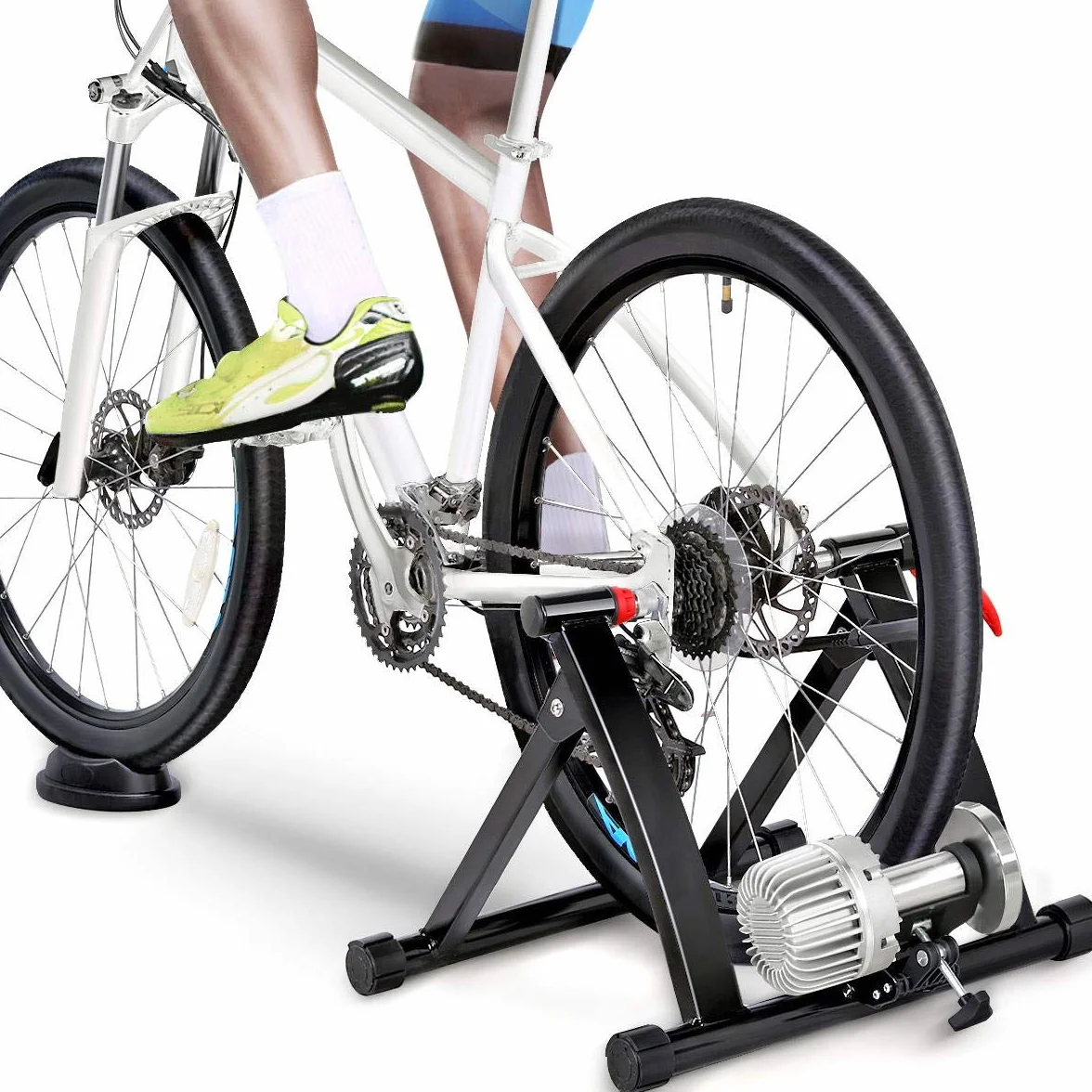 Yaheetech Rullo Trainer Allenamento Bici a Liquido Olio Pieghevole in Acciaio per Bicicletta da 26 a 28 pollici e 700C con Ruota di Riduzione del Rumore Nero